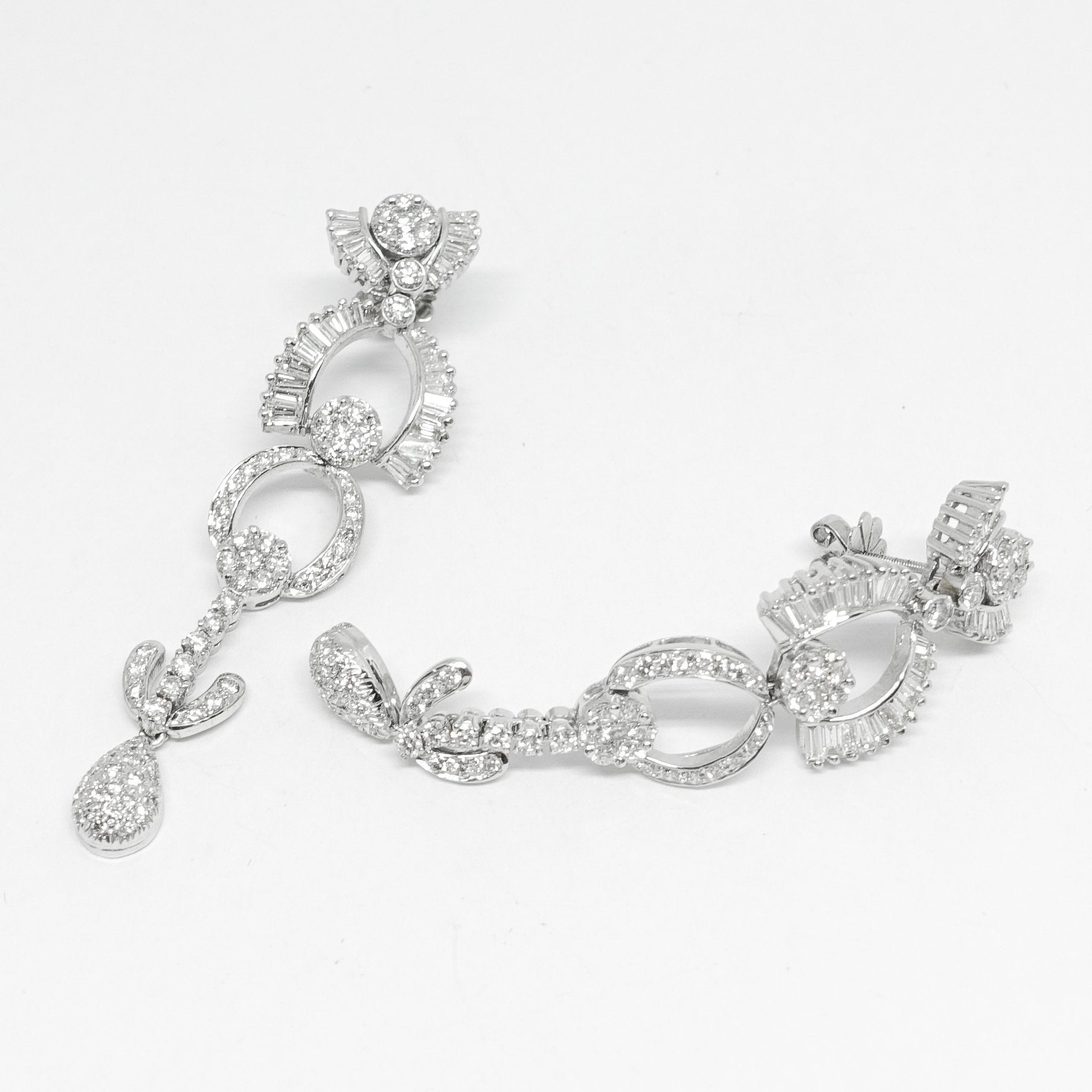 Custom Made Diamond Earrings in 18 Karat White Gold