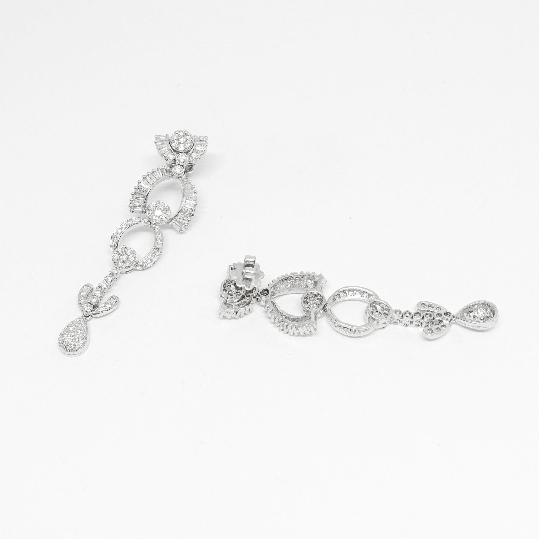 Custom Made Diamond Earrings in 18 Karat White Gold