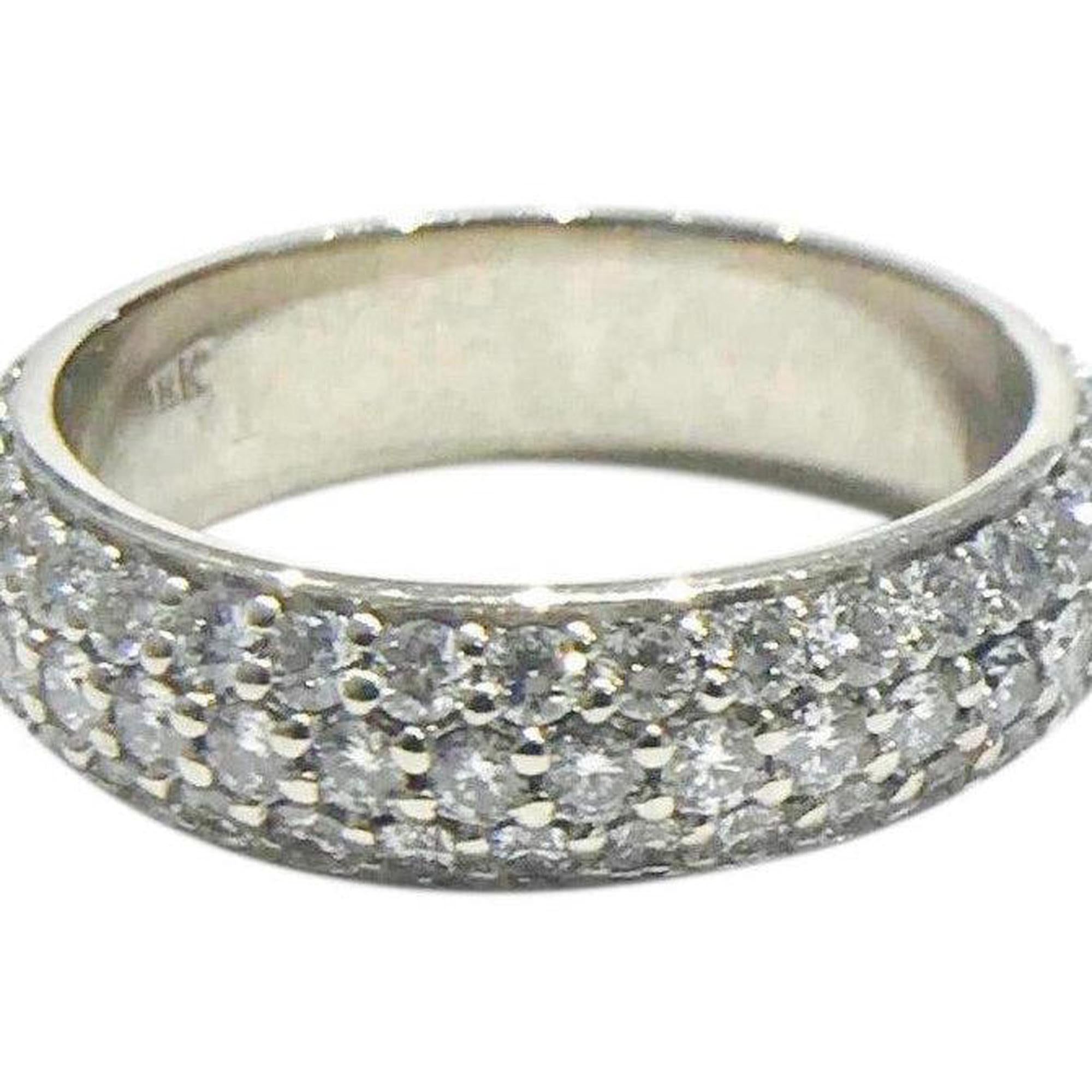 Custom Made Triple Rows Diamond Band in 14 Karat White Gold