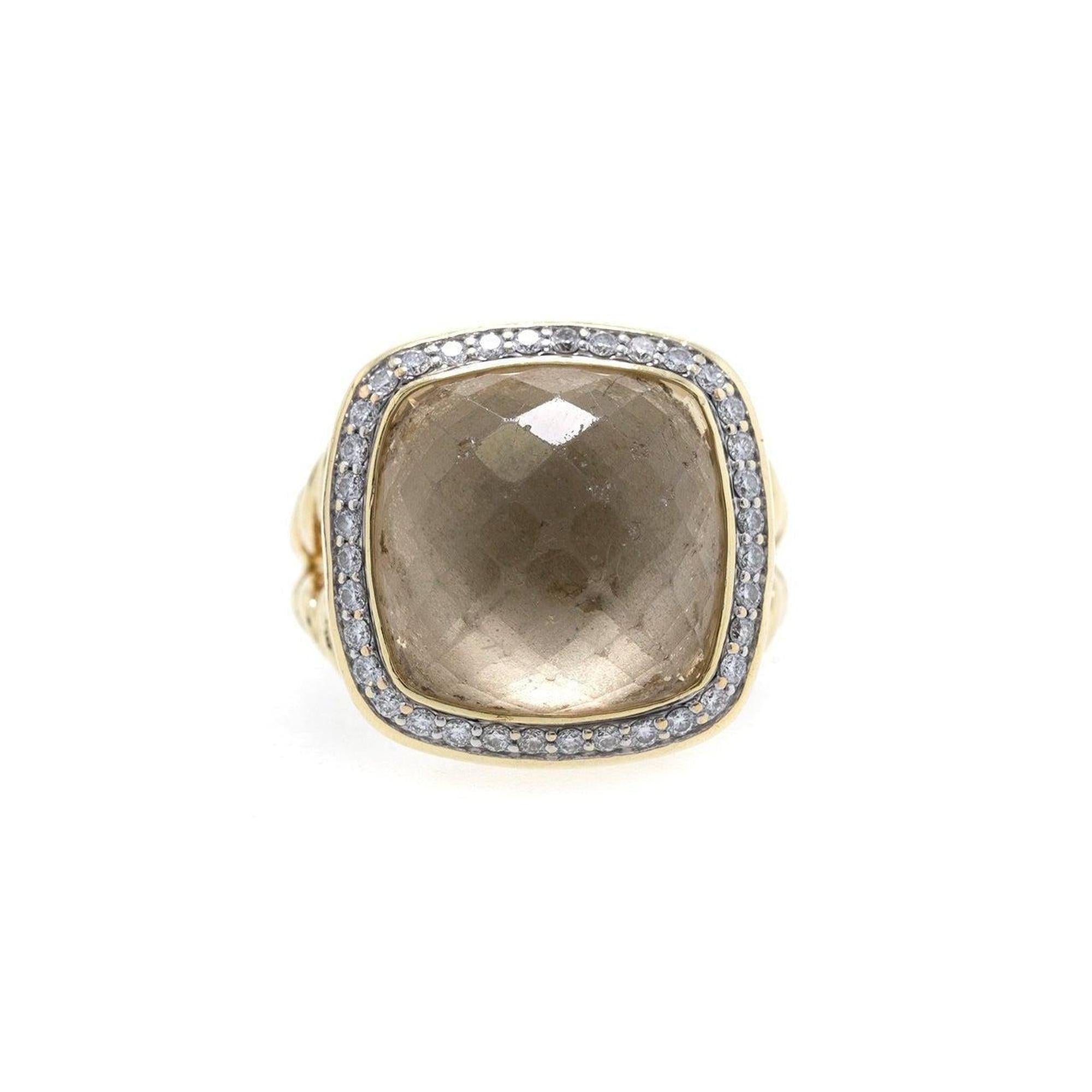 David Yurman 18k Gold Albion Ring with Citrine and Diamonds