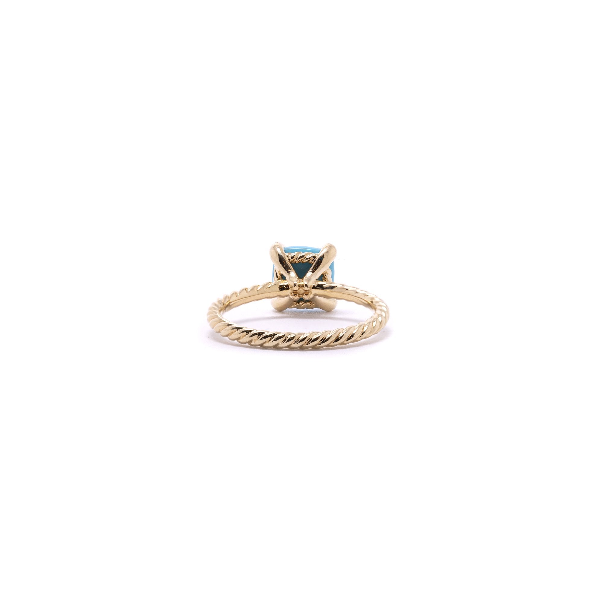 David Yurman 18k Gold Chatelaine Turquoise & Diamond Ring w/ Box