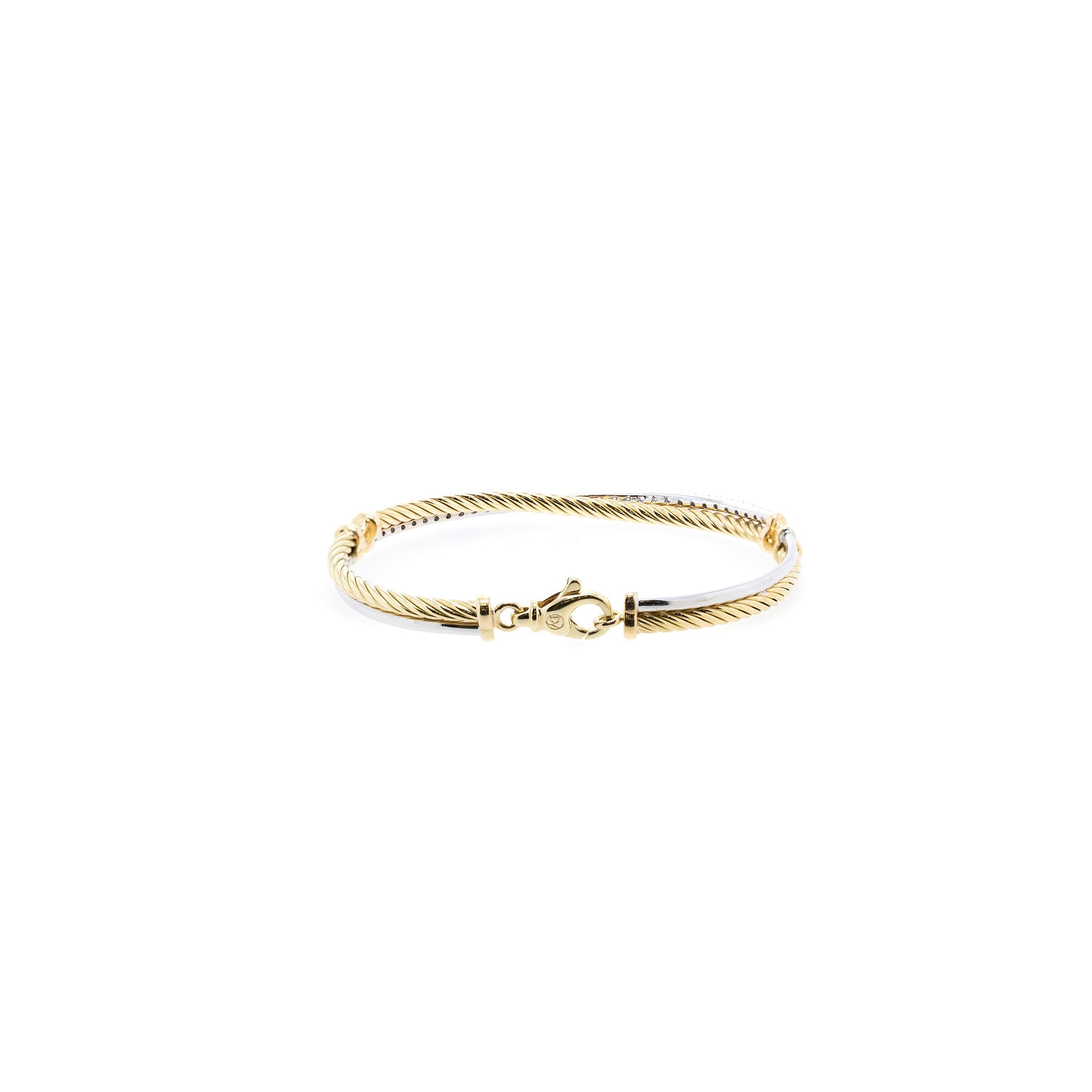 David Yurman 18k Gold Crossover Linked Bracelet with Pave Diamonds w/ Box