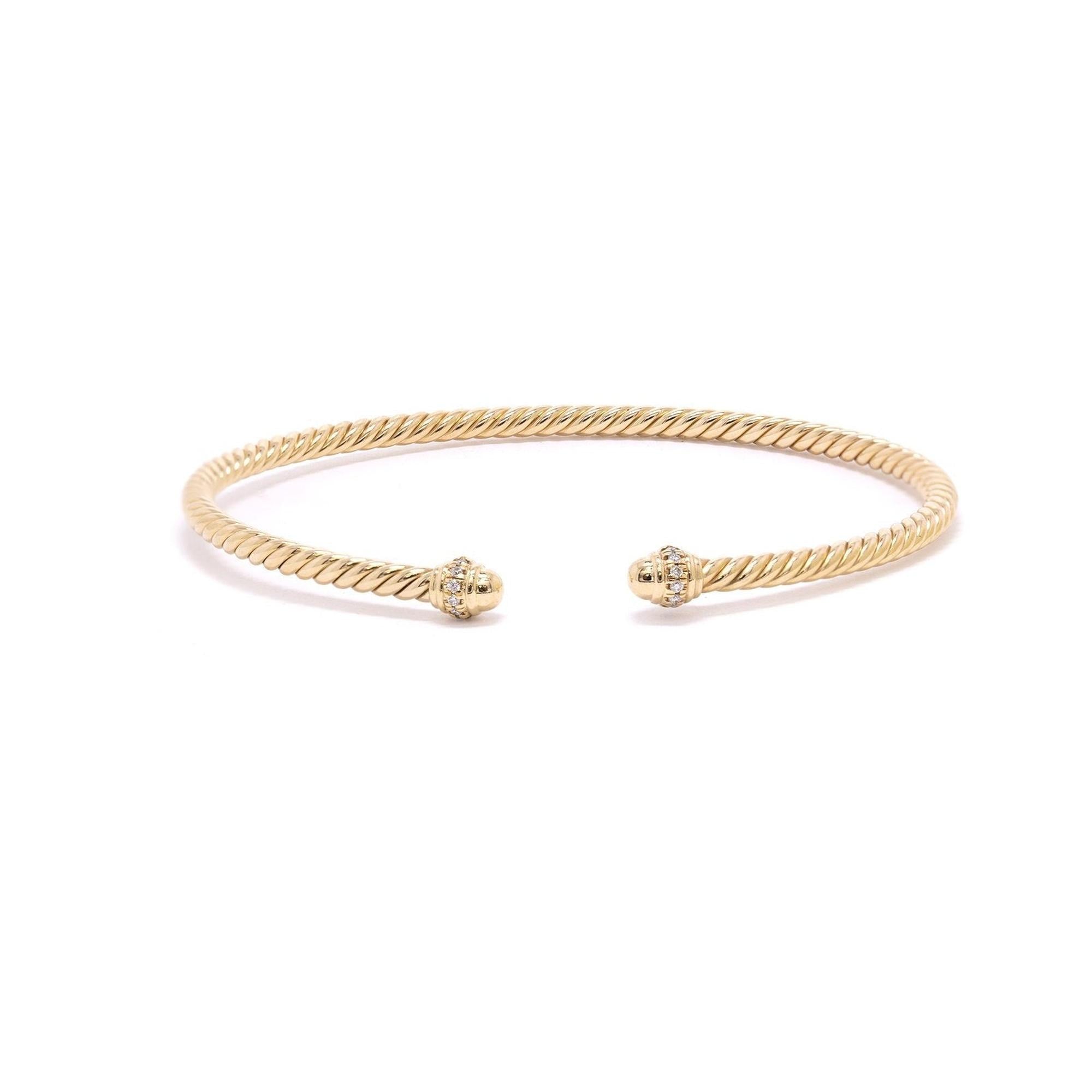 David Yurman 18k Gold Diamond Cablespira Bracelet