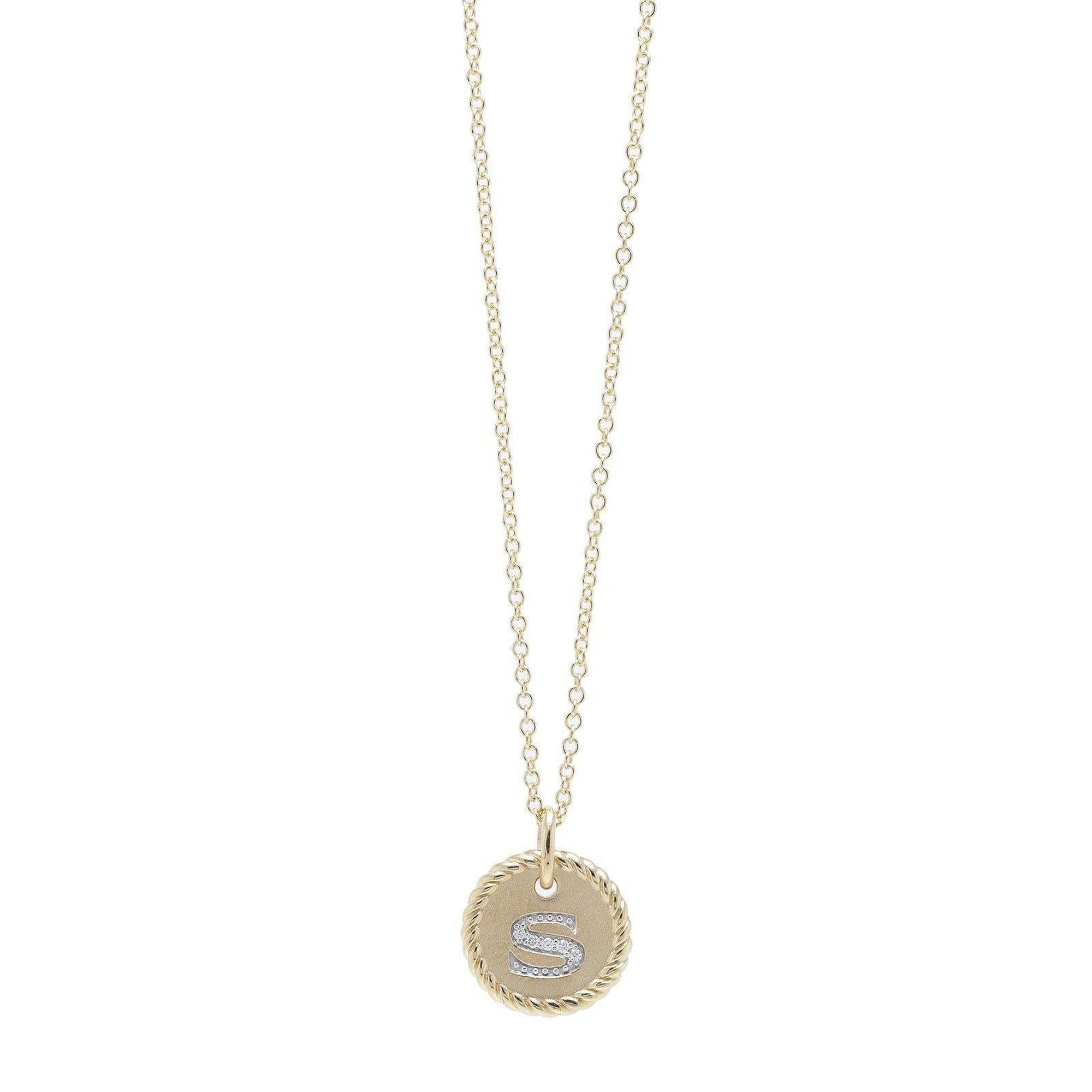 David Yurman 18k Gold & Diamond Initial 'S' Charm Necklace