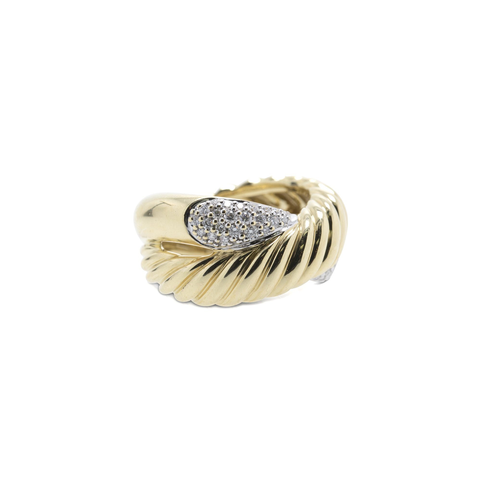 David Yurman 18k Gold Large Crossover Diamond Ring