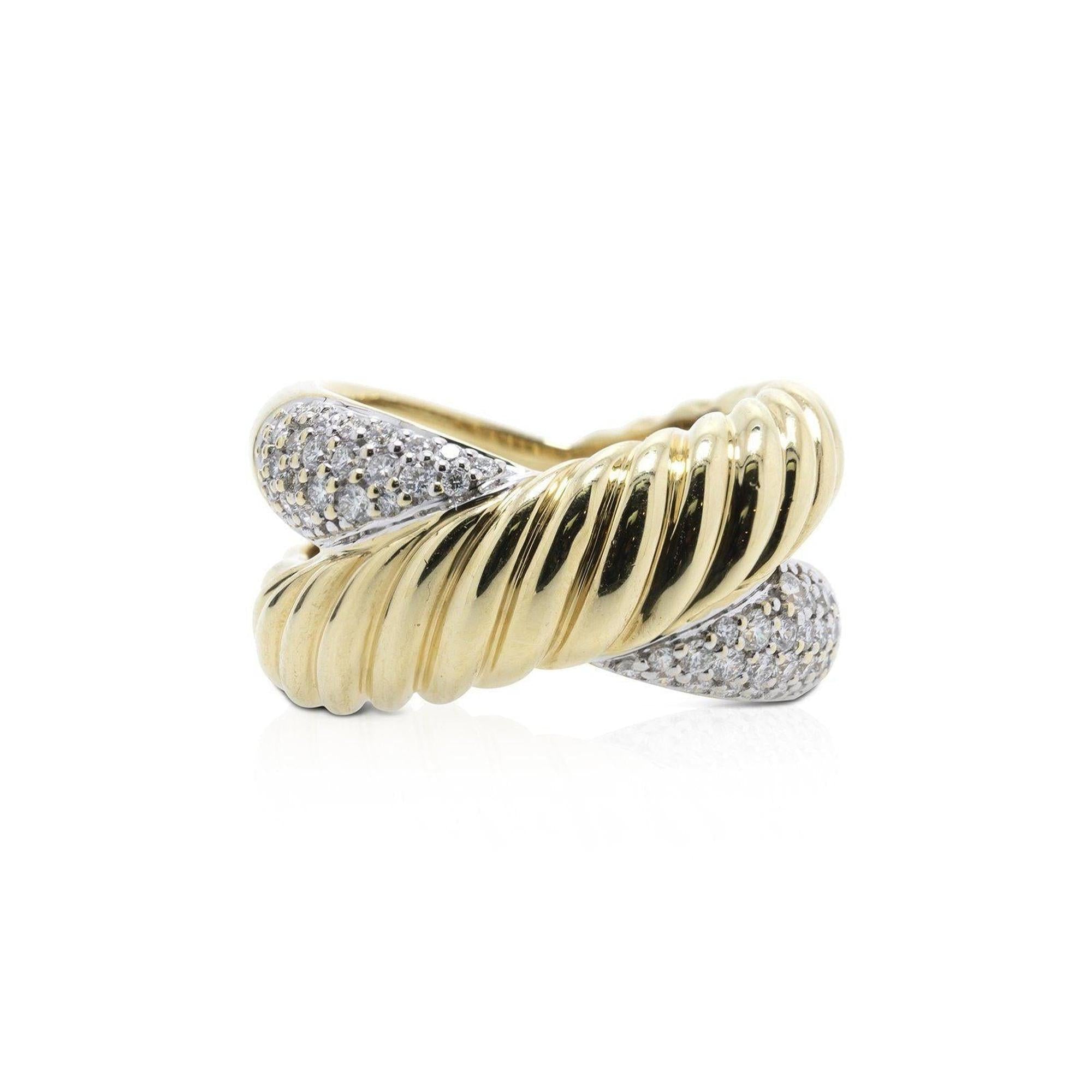 David Yurman 18k Gold Large Crossover Diamond Ring