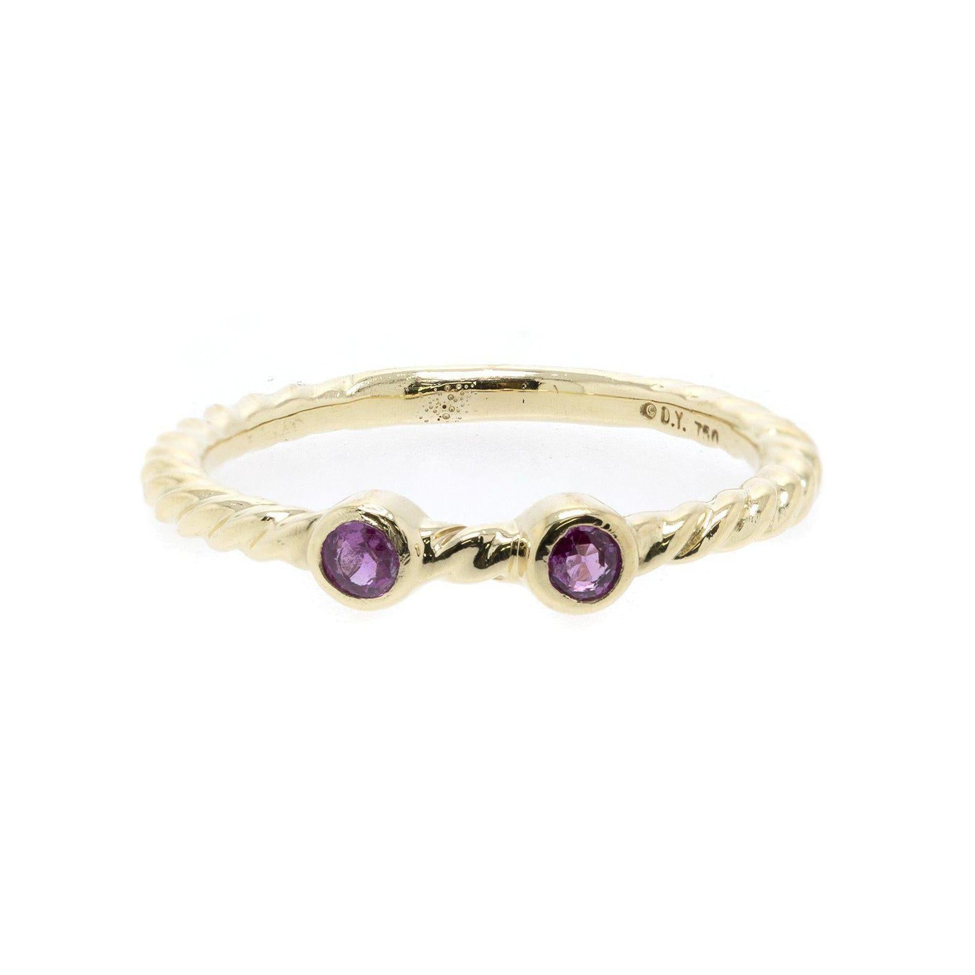 David Yurman 18k Gold Pink Sapphire Cable Classic Ring