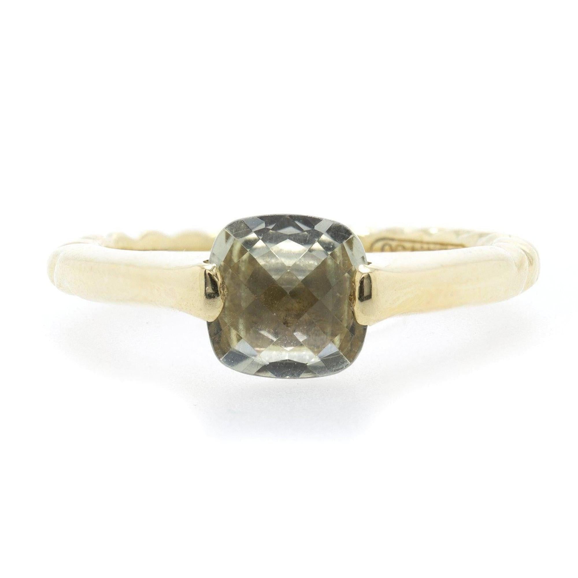 David Yurman 18k Gold Prasiolite Cocktail Ring
