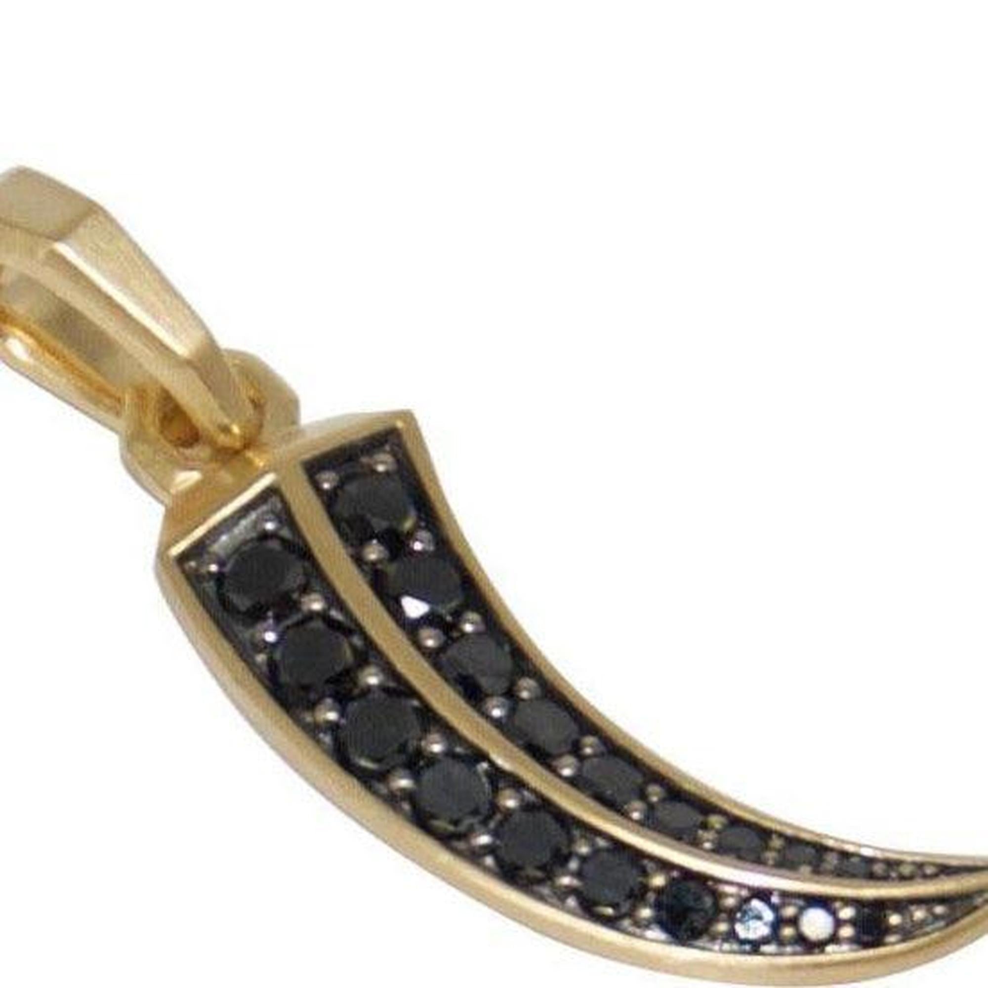 David Yurman 18k Gold Roman Claw Amulet Pendant with Black Diamonds