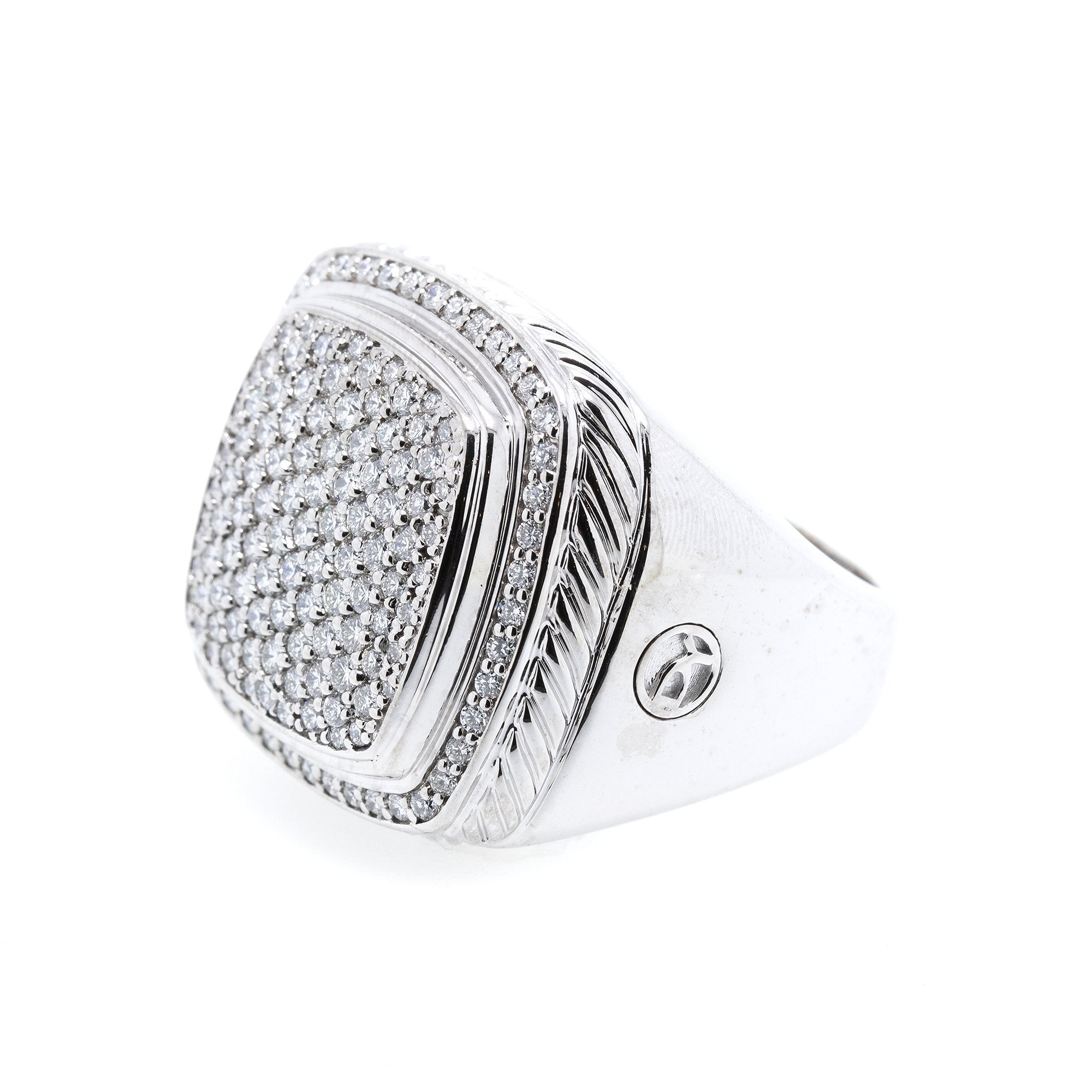 David Yurman 18k White Gold Pave Diamond Albion Ring