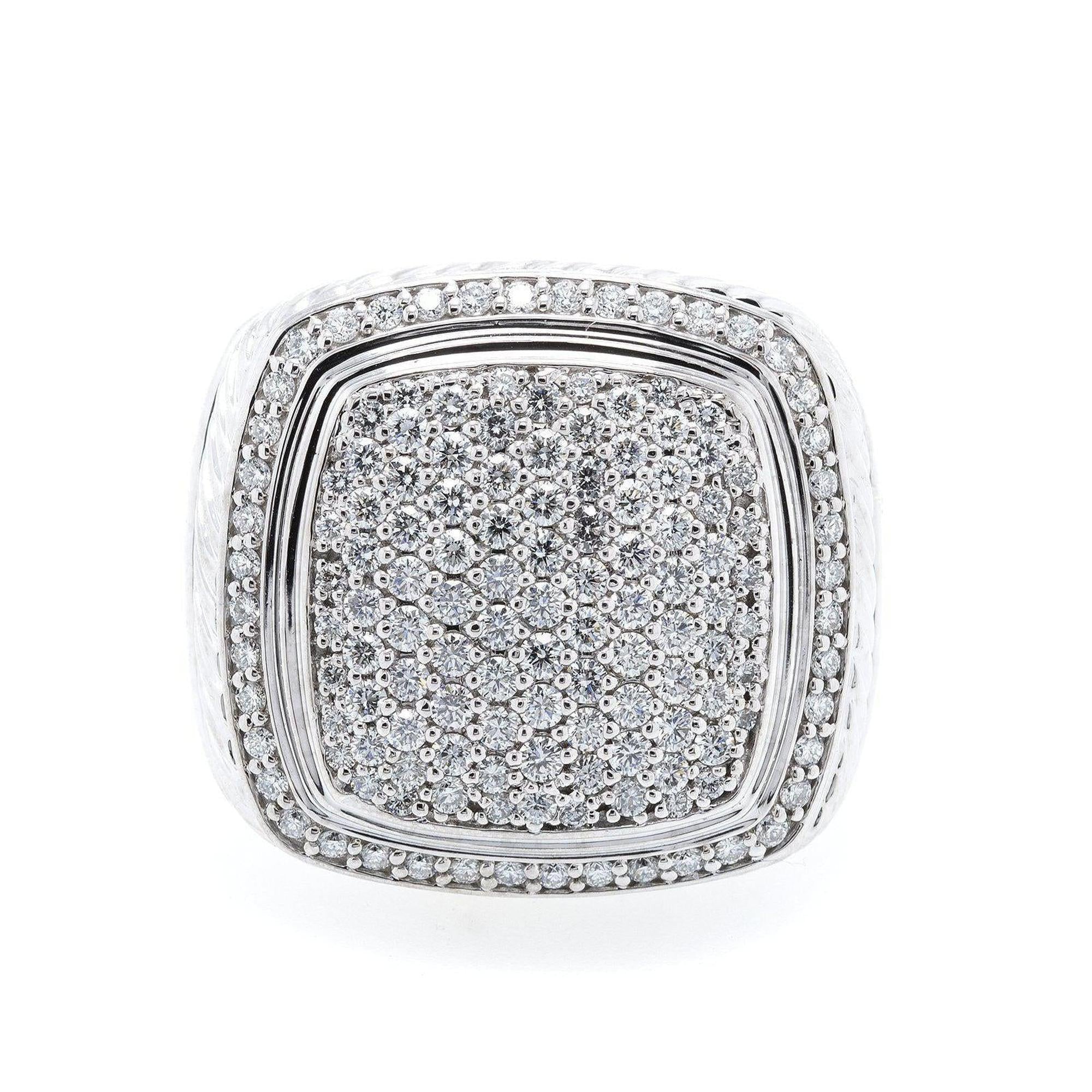 David Yurman 18k White Gold Pave Diamond Albion Ring