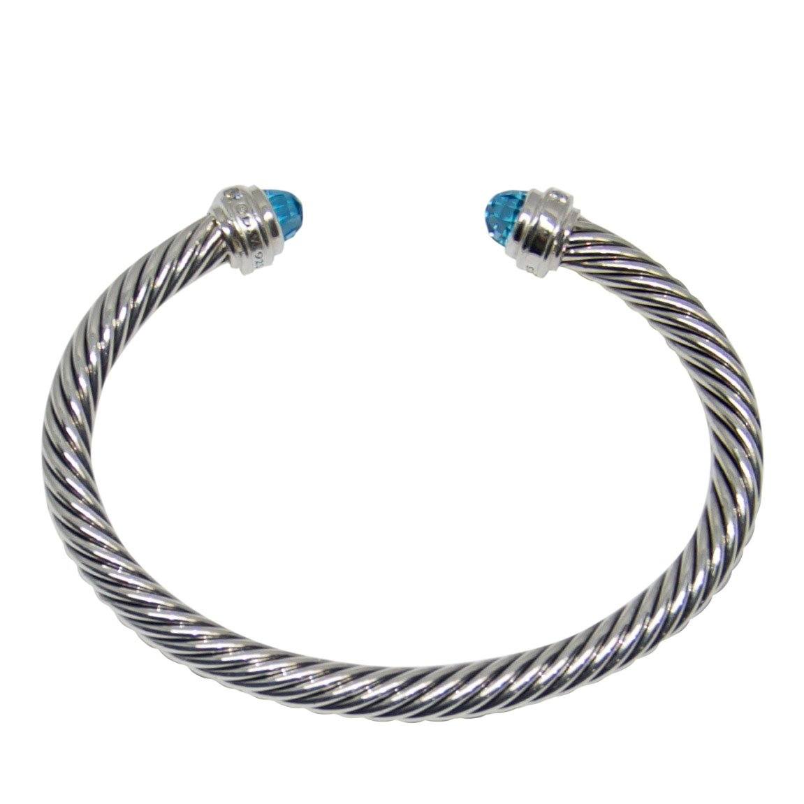 David Yurman 5 mm Cable Classics Bracelet with Blue Topaz & Diamonds