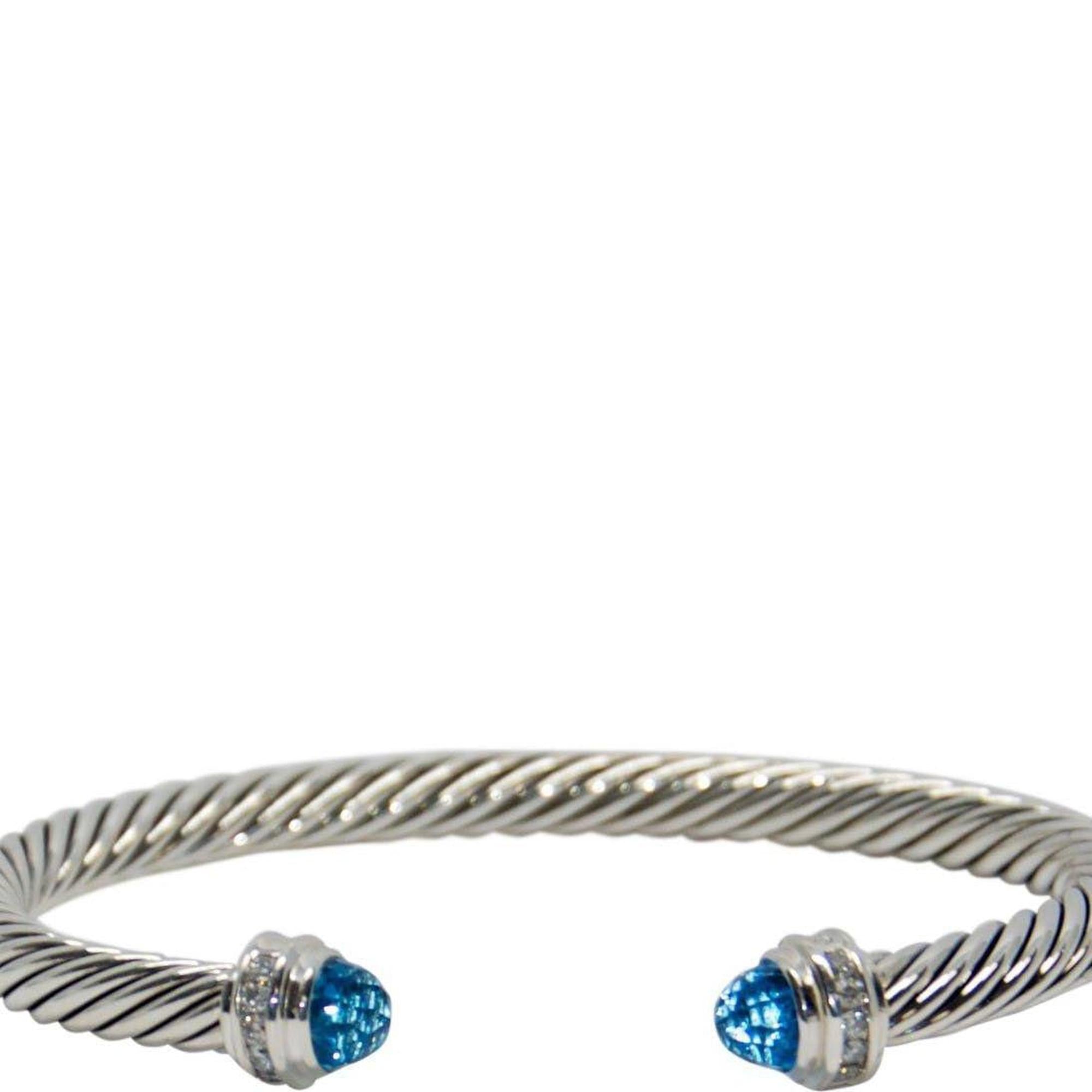 David Yurman 5 mm Cable Classics Bracelet with Blue Topaz & Diamonds