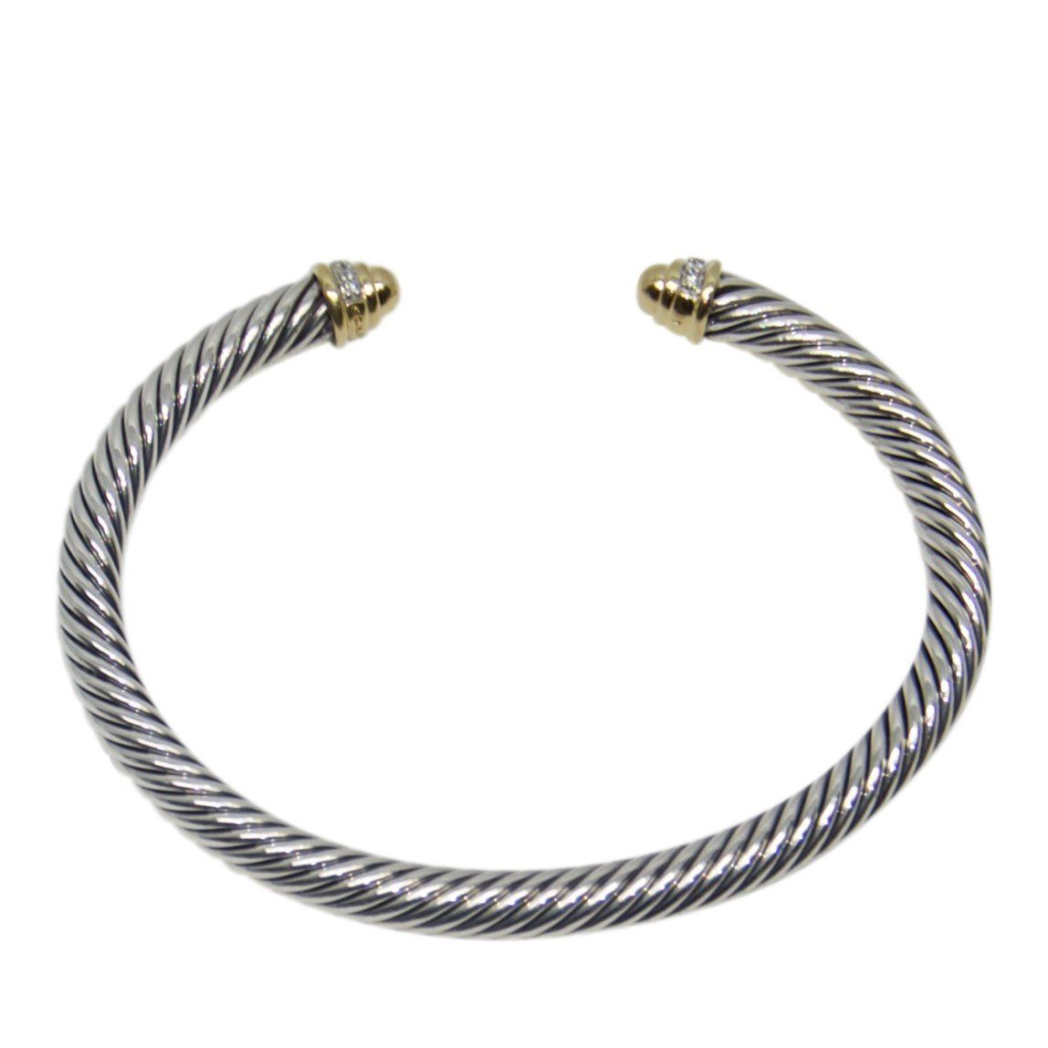 David Yurman 5 mm Two-Tone Cable Classics Bracelet with Diamonds