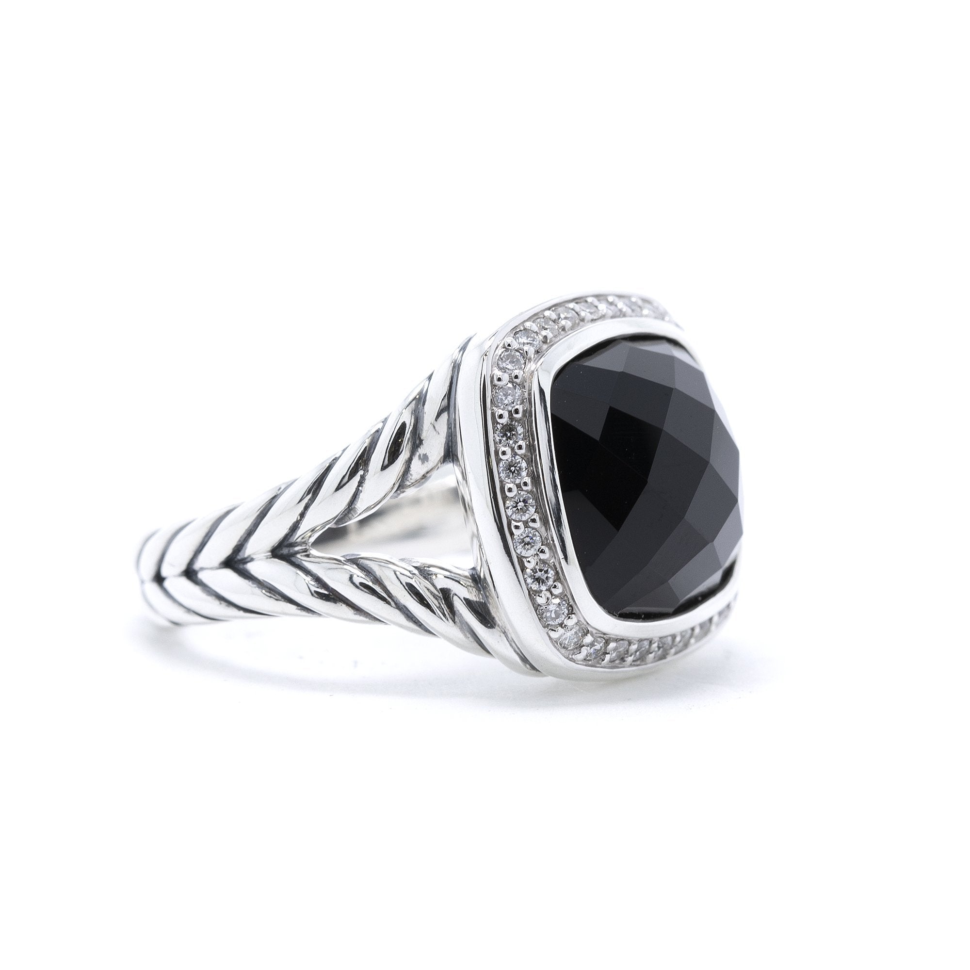 David Yurman Albion Ring with Black Onyx and Diamonds