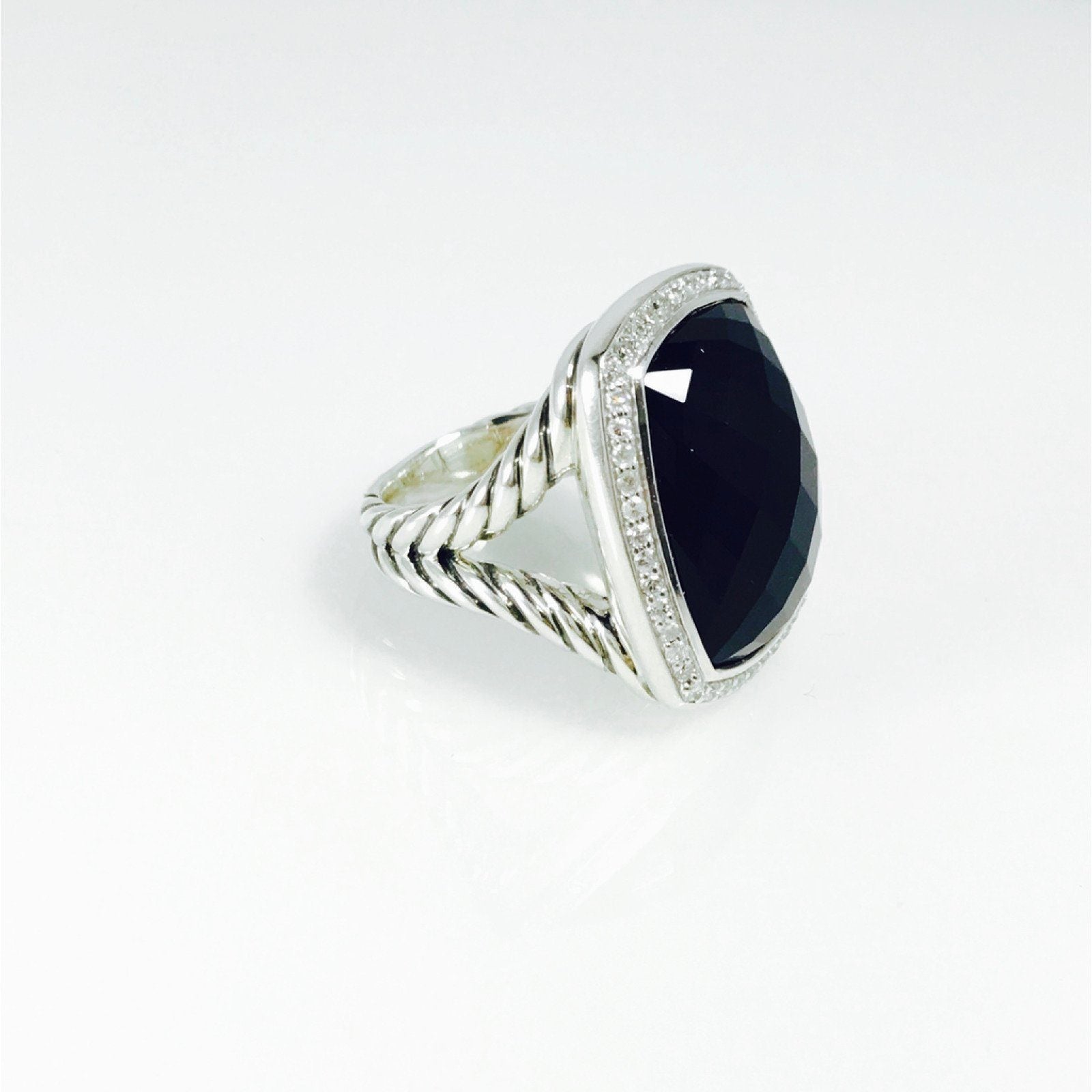 David Yurman Albion Ring with Black Onyx and Diamonds