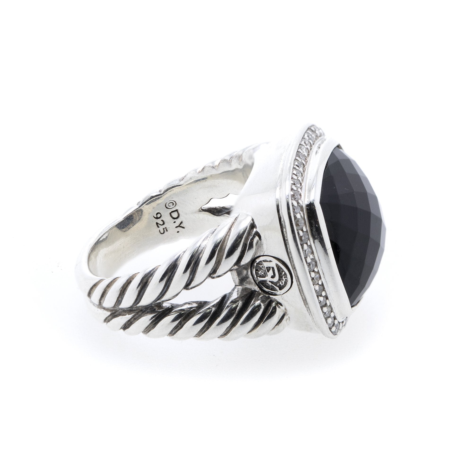 David Yurman Albion Ring with Black Onyx and Diamonds