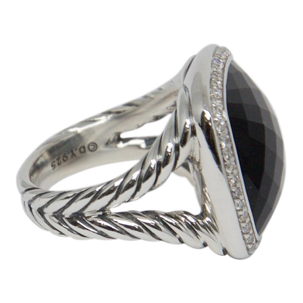 David Yurman Albion Ring with Black Onyx and Diamonds