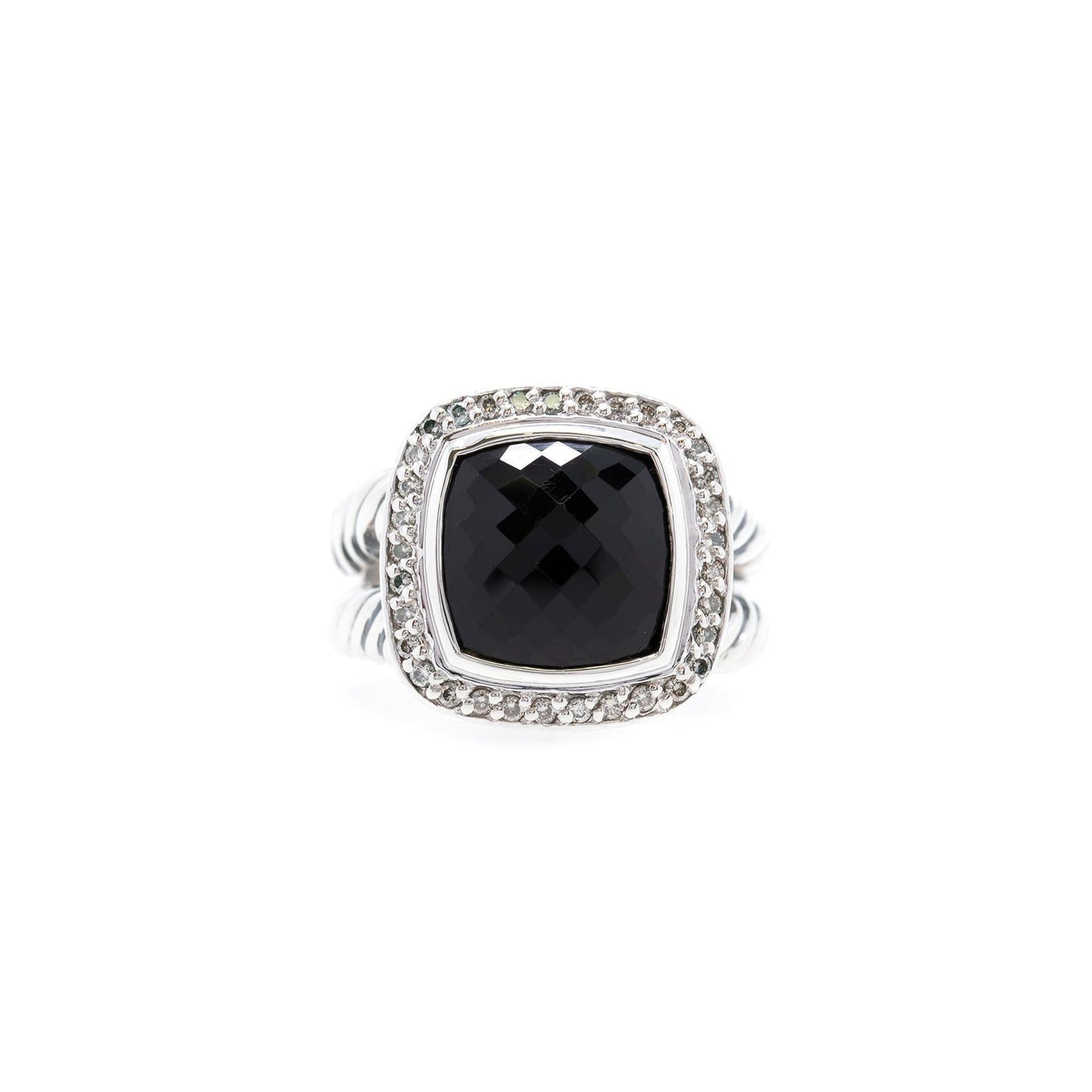 David Yurman Albion Ring with Black Onyx and Diamonds
