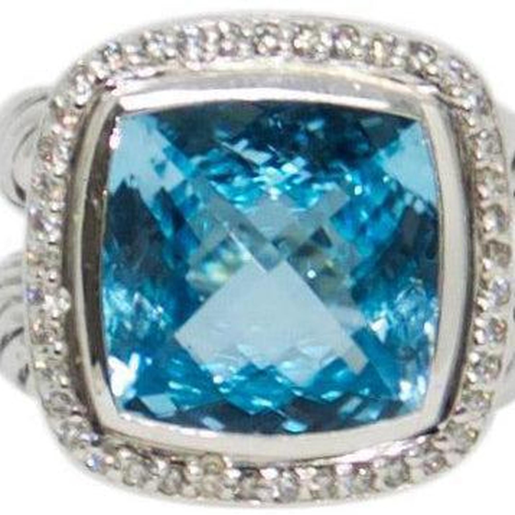 David Yurman Albion Ring with Blue Topaz and Diamonds
