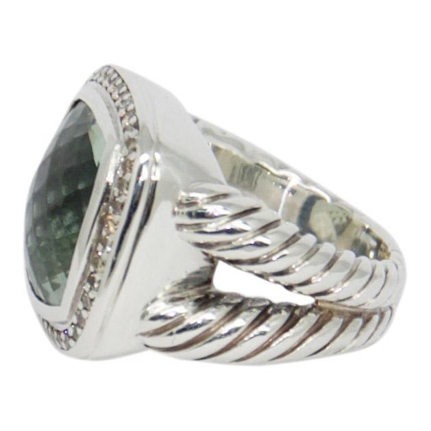 David Yurman Albion Ring with Prasiolite and Diamonds