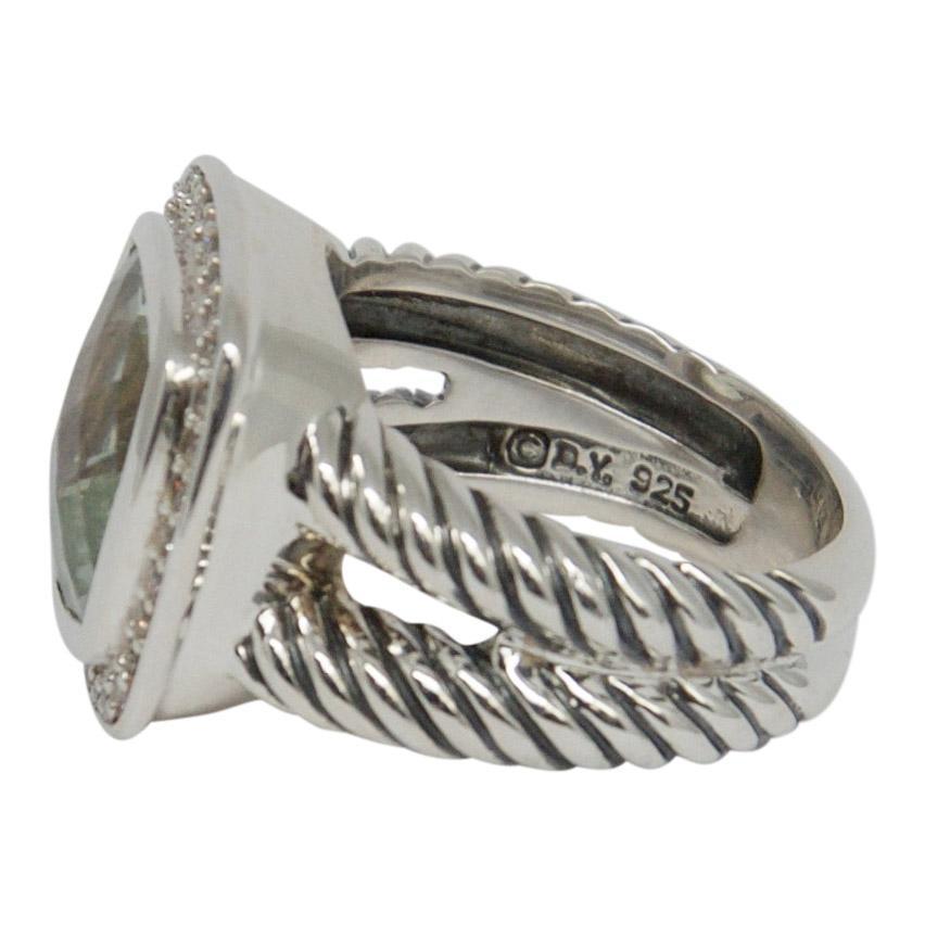 David Yurman Albion Ring with Prasiolite and Diamonds