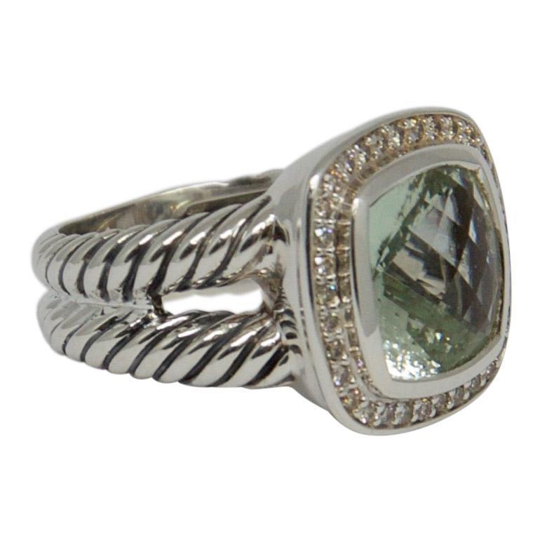 David Yurman Albion Ring with Prasiolite and Diamonds