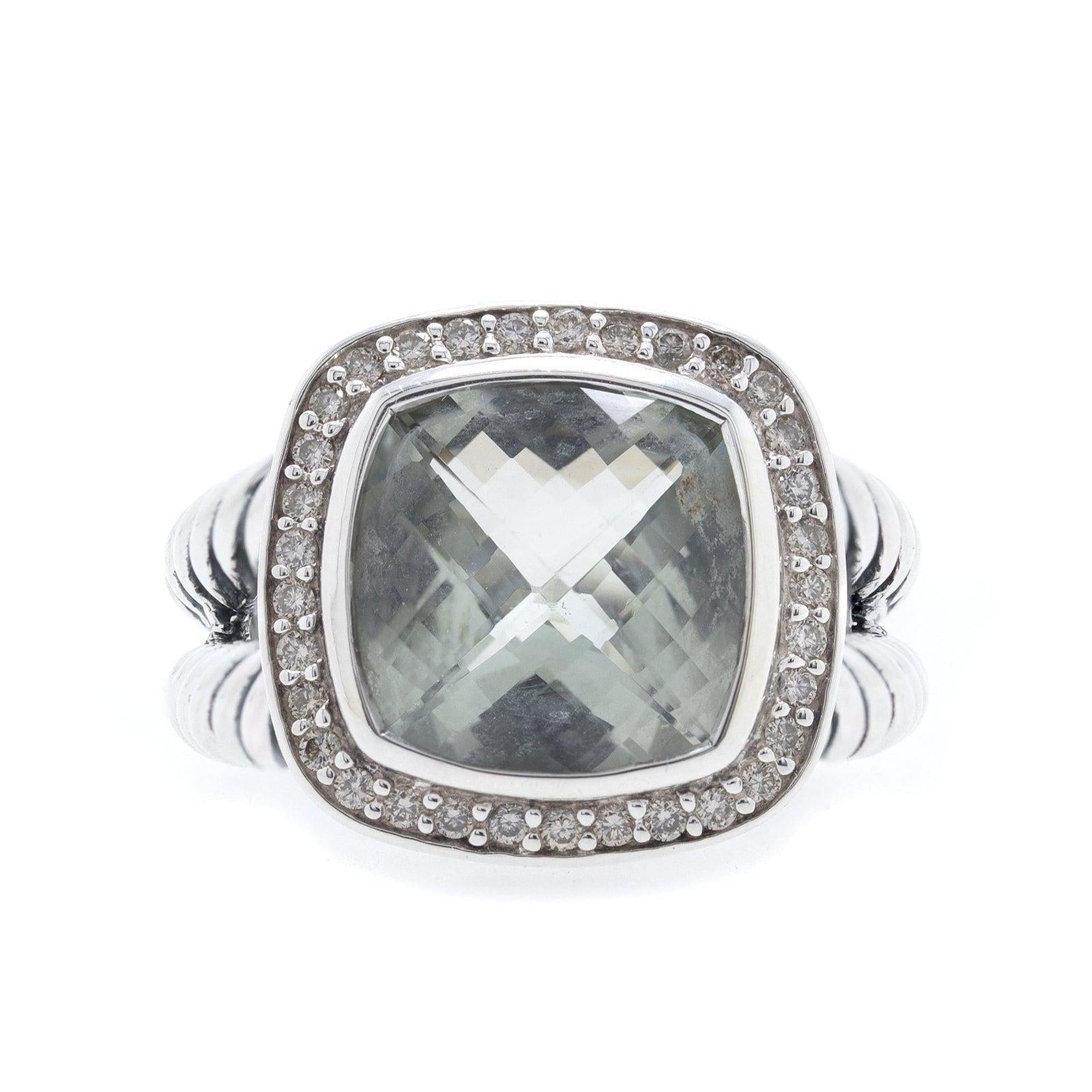 David Yurman Albion Ring with Prasiolite and Diamonds