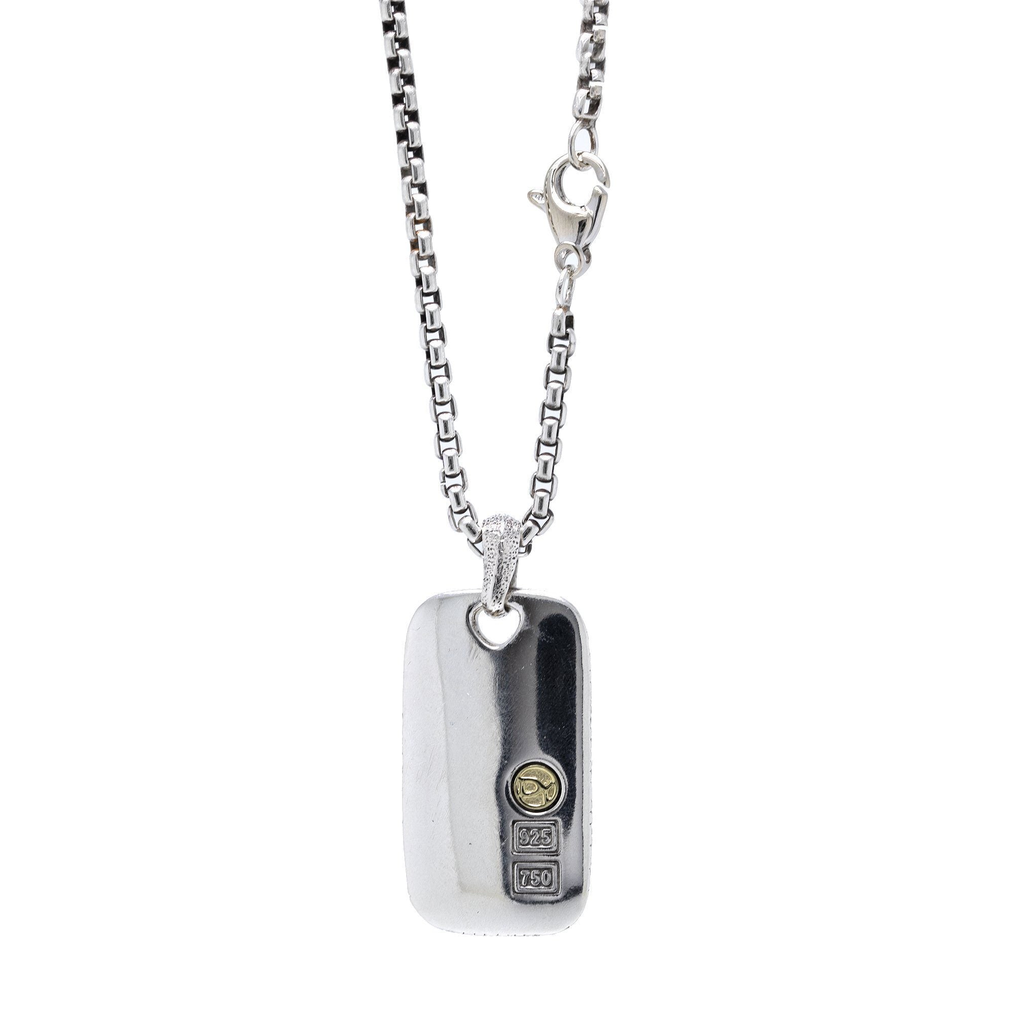 David Yurman Alligator Dog Tag Pendant Necklace