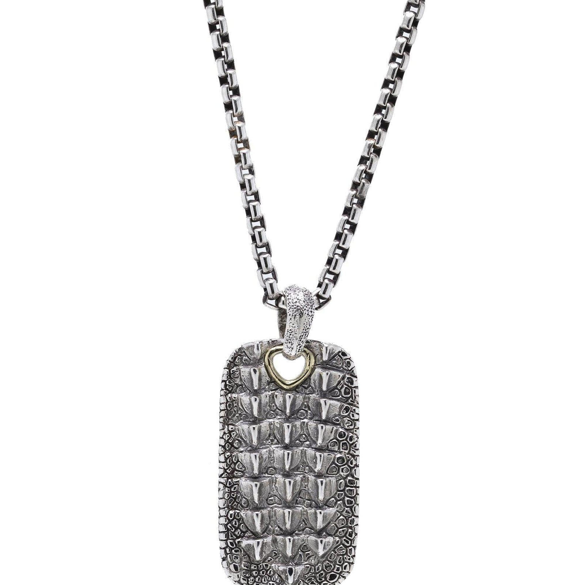 David Yurman Alligator Dog Tag Pendant Necklace