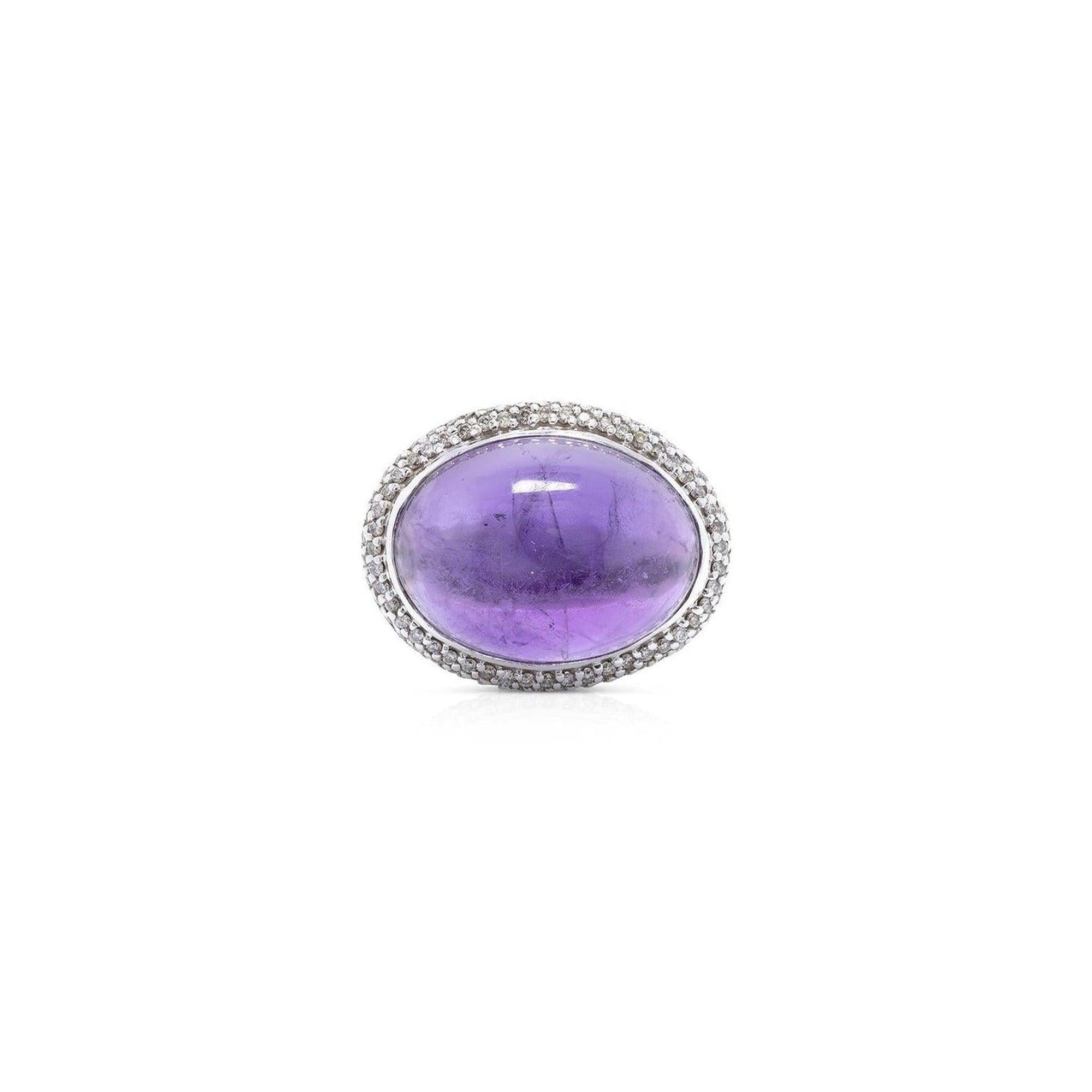 David Yurman Amethyst and Diamond Signature Oval Ring