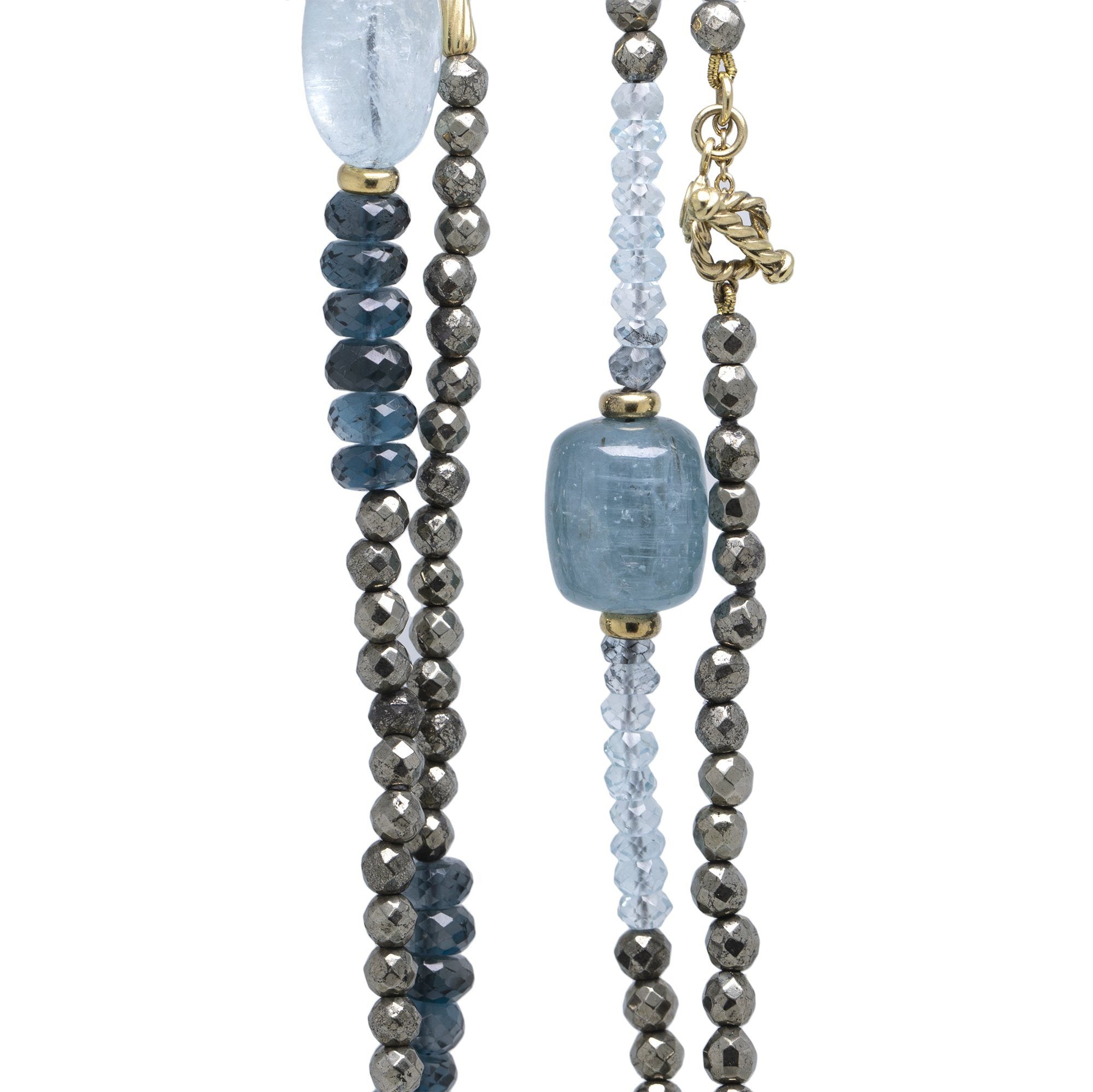 David Yurman Aquamarine, Blue Topaz, and Blue Tourmaline Bead Necklace
