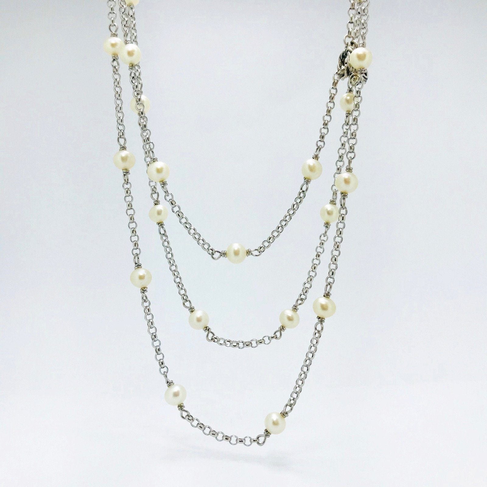 David Yurman Bead Chain Necklace with Pearls