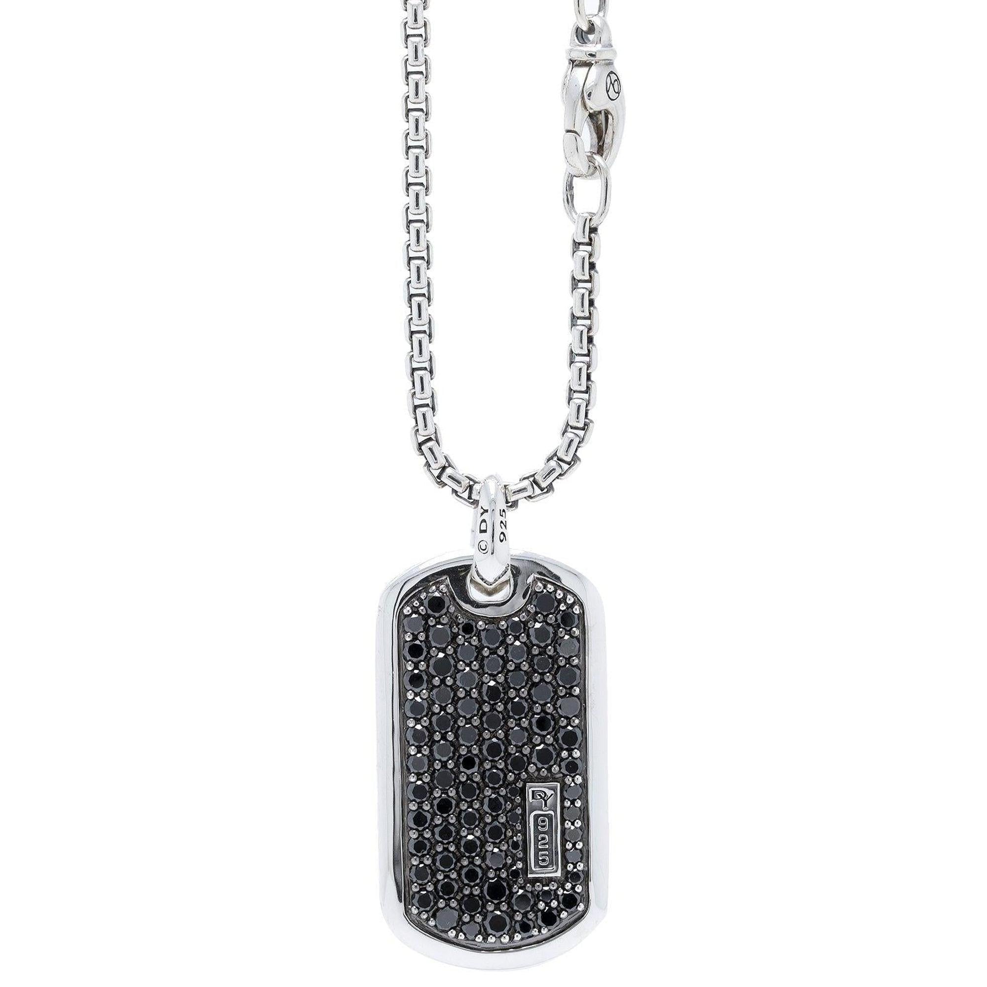 David Yurman Black Diamond Pave Tag Pendant Necklace