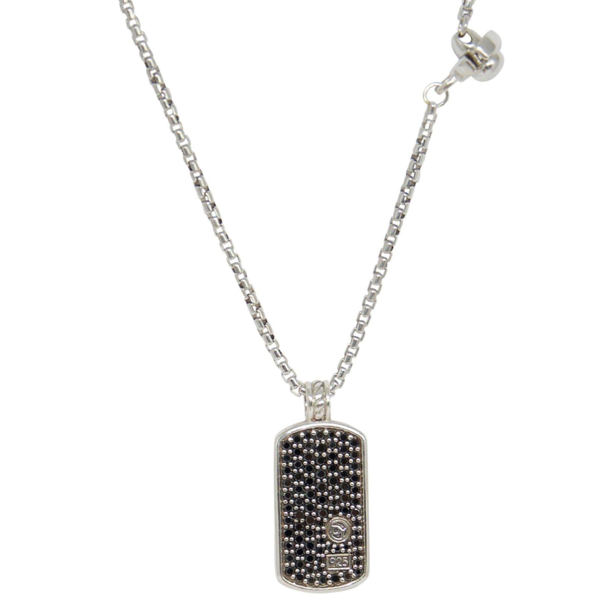 David Yurman Black Diamond Pave Tag Pendant Necklace