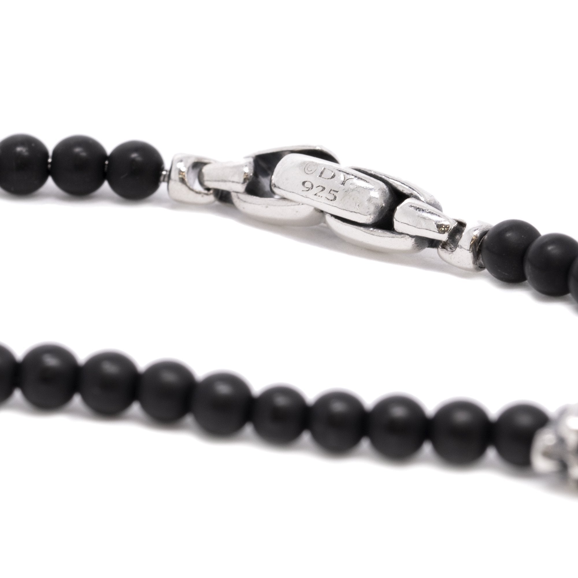 David Yurman Black Onyx Spiritual Beads Skull Bracelet