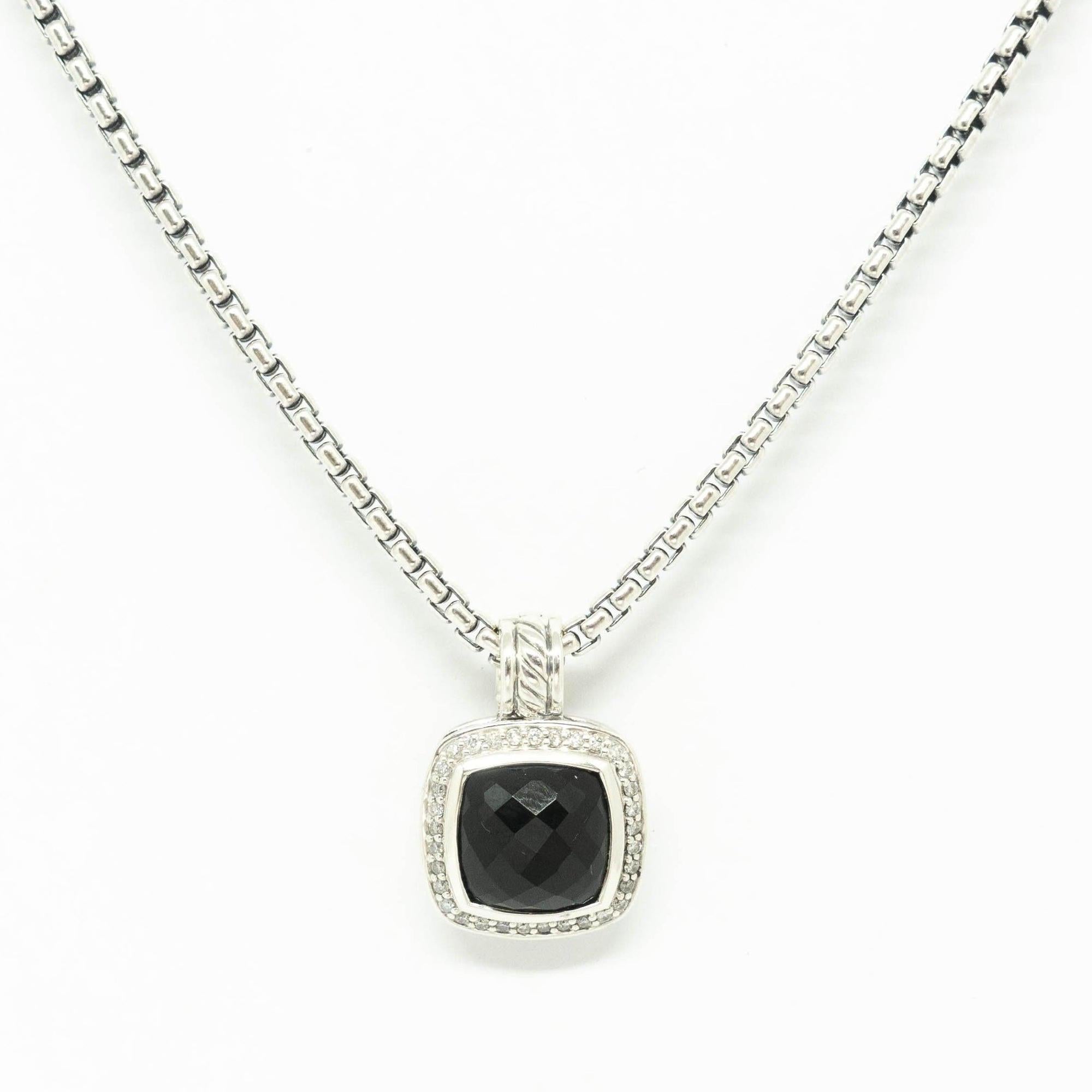 David Yurman Black Onyx and Diamond Albion Pendant Necklace