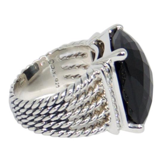 David Yurman Black Onyx and Diamond Wheaton Ring