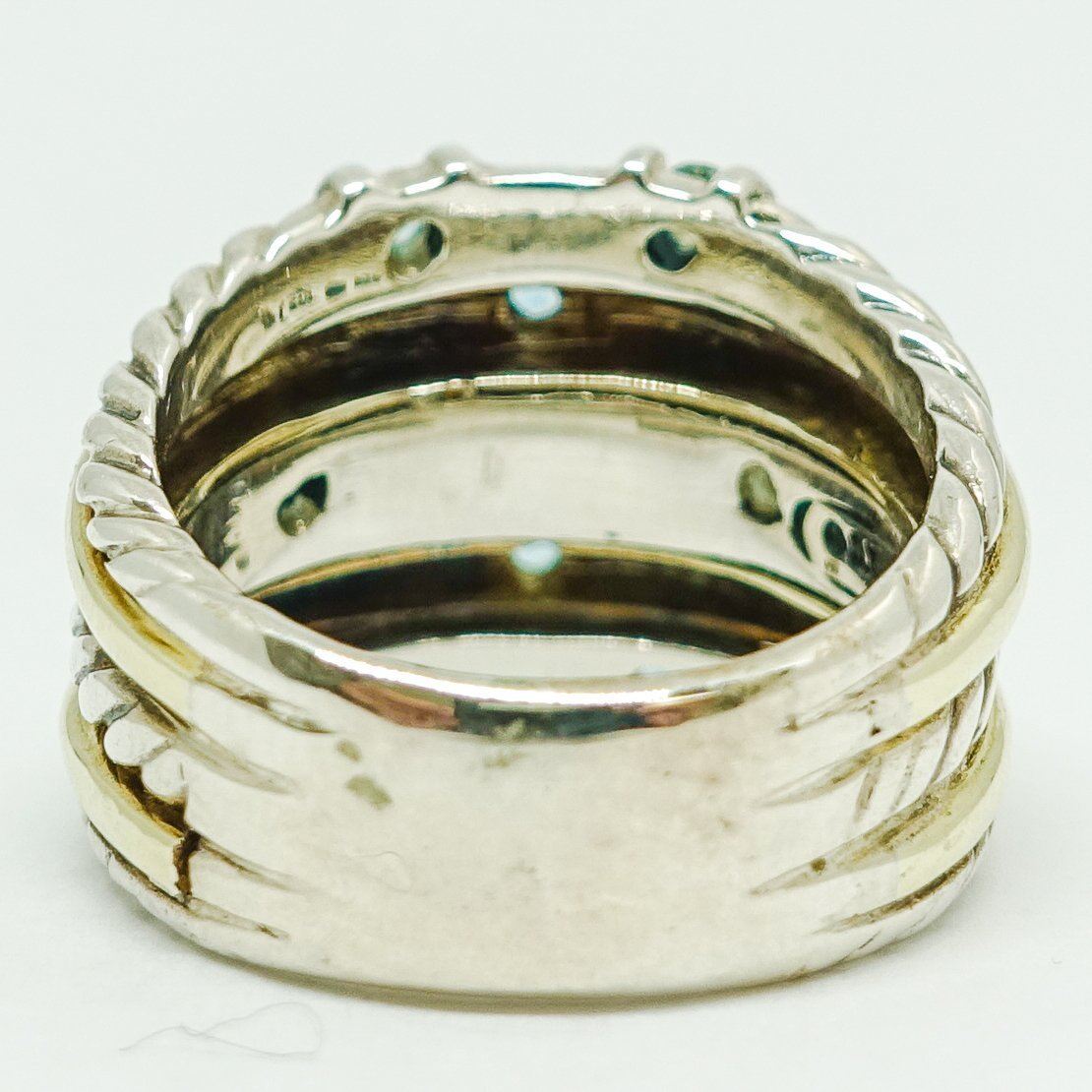 David Yurman Blue Topaz 5-Row Metro Cable Band Ring