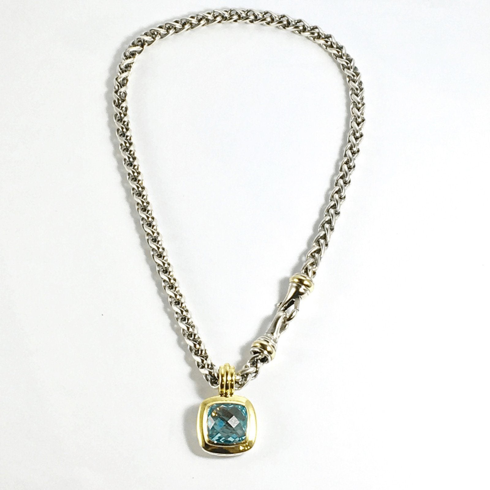 David Yurman Blue Topaz Albion Pendant Necklace