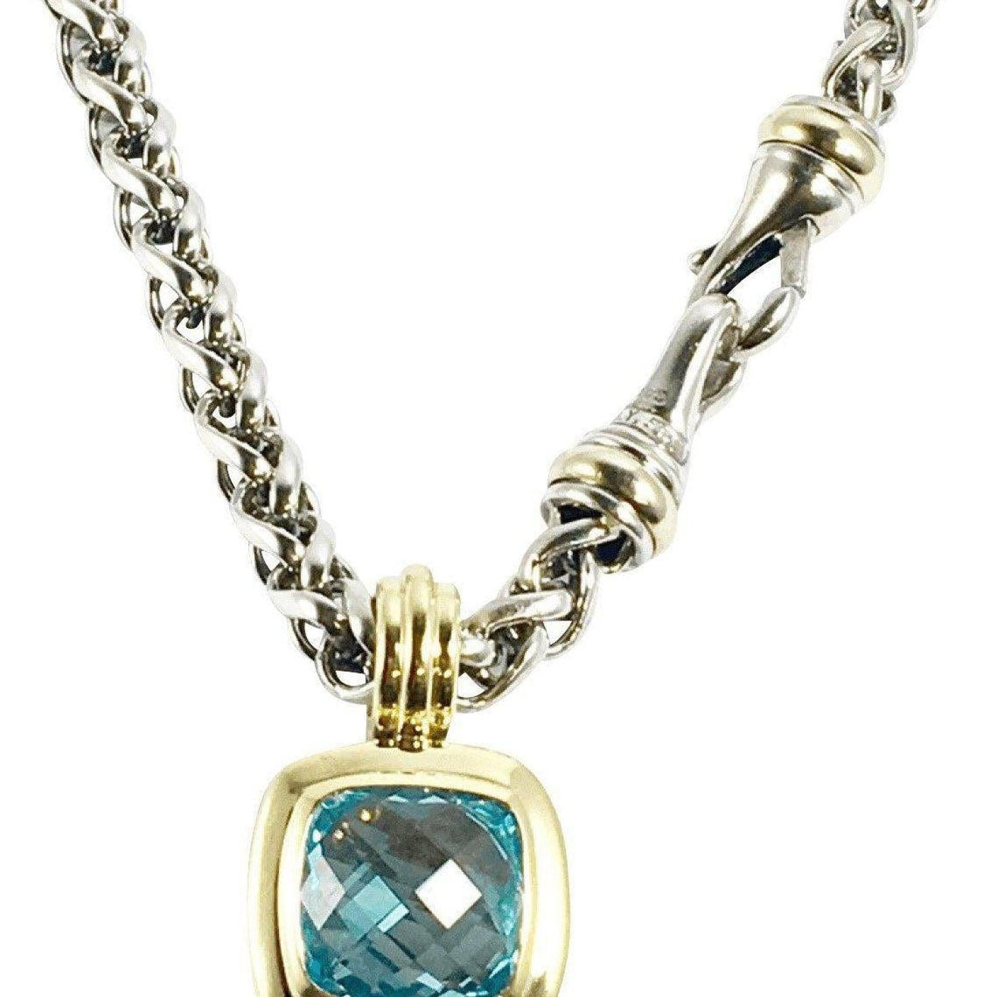 David Yurman Blue Topaz Albion Pendant Necklace