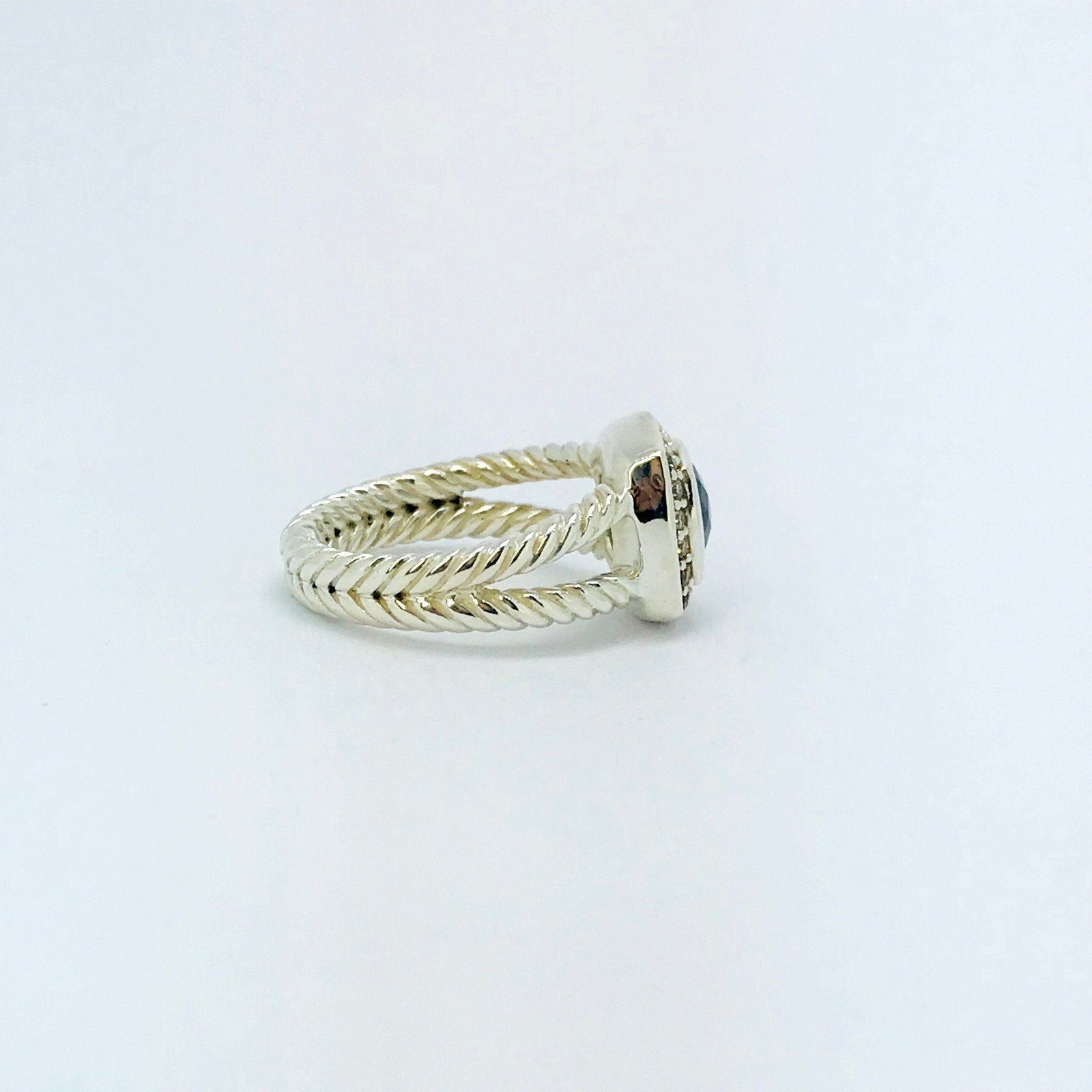 David Yurman Blue Topaz and Diamond Petite Albion Ring