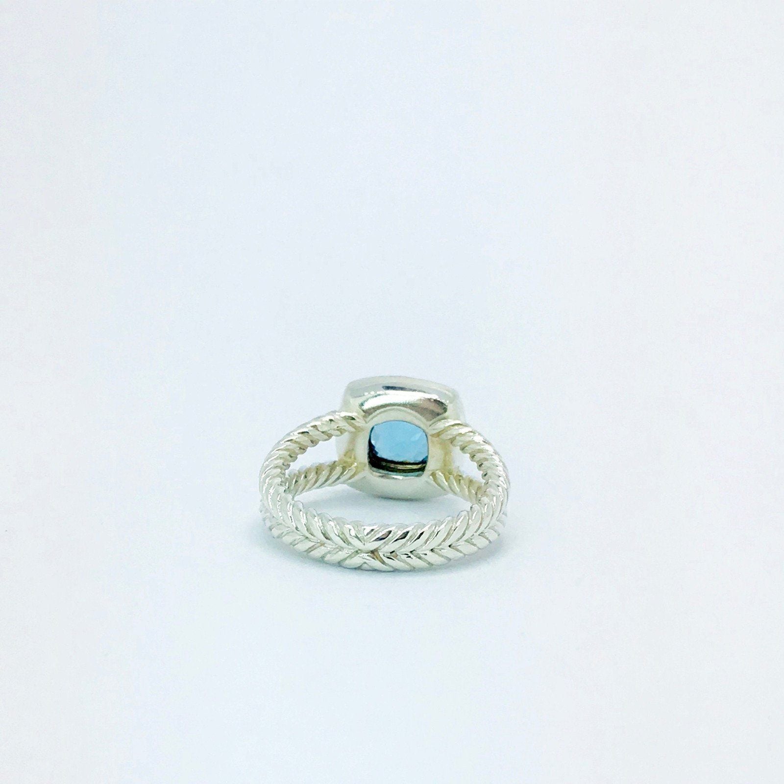 David Yurman Blue Topaz and Diamond Petite Albion Ring