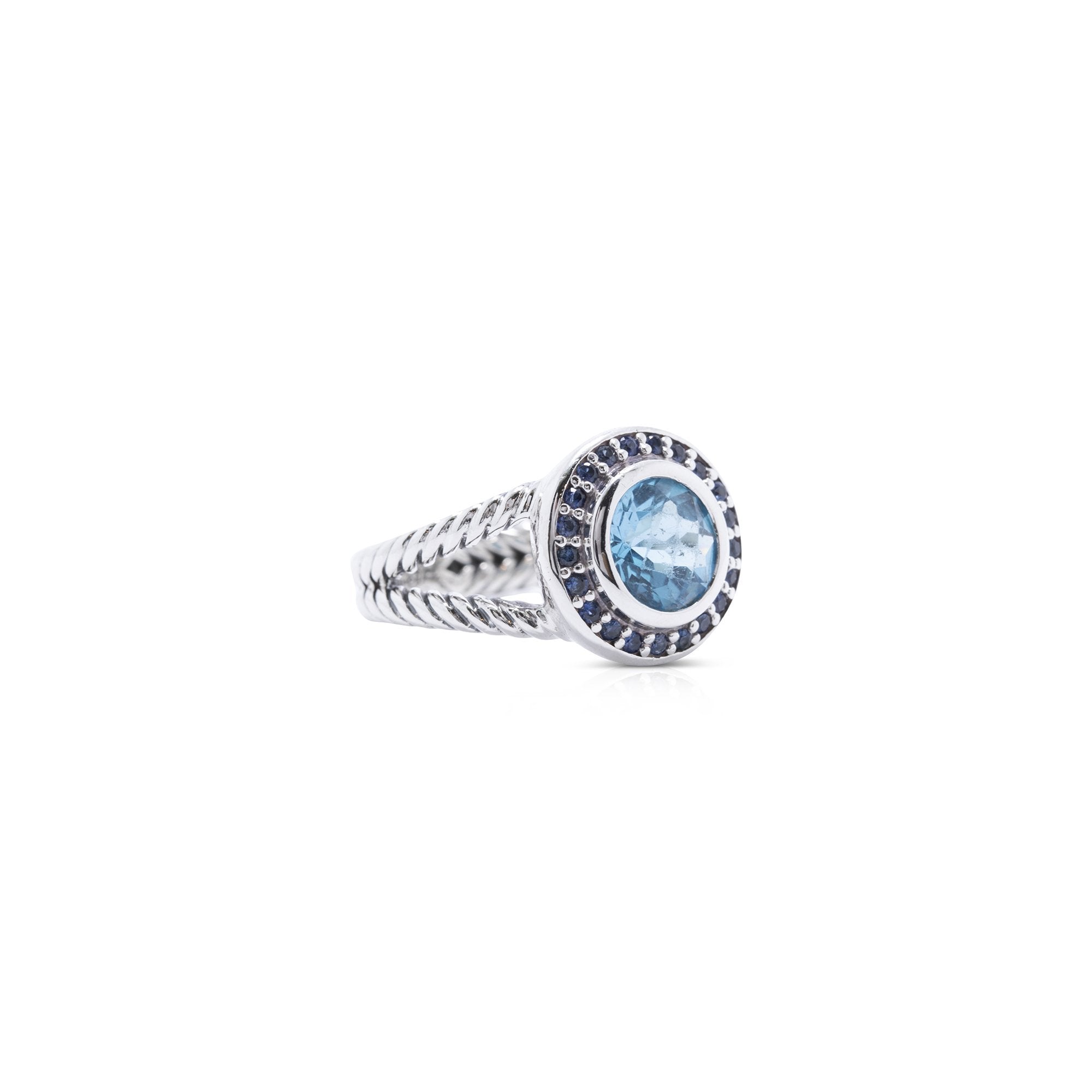 David Yurman Blue Topaz and Sapphire Petite Cerise Ring