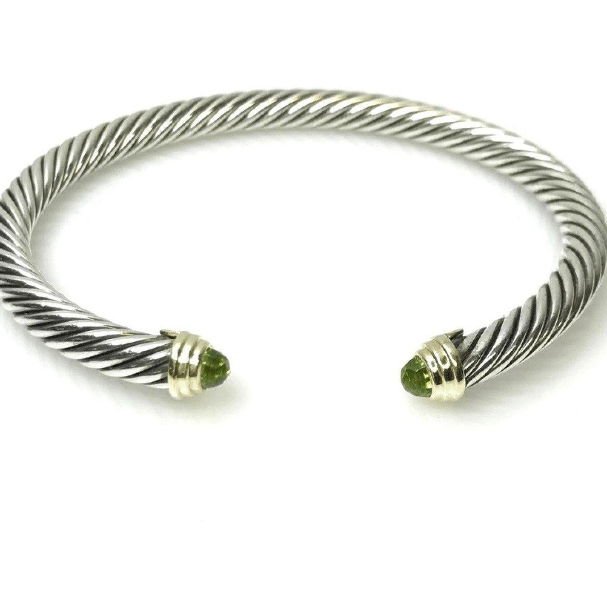 David Yurman Cable Classic Bracelet with Peridot in Sterling Silver and 14K Yellow Gold