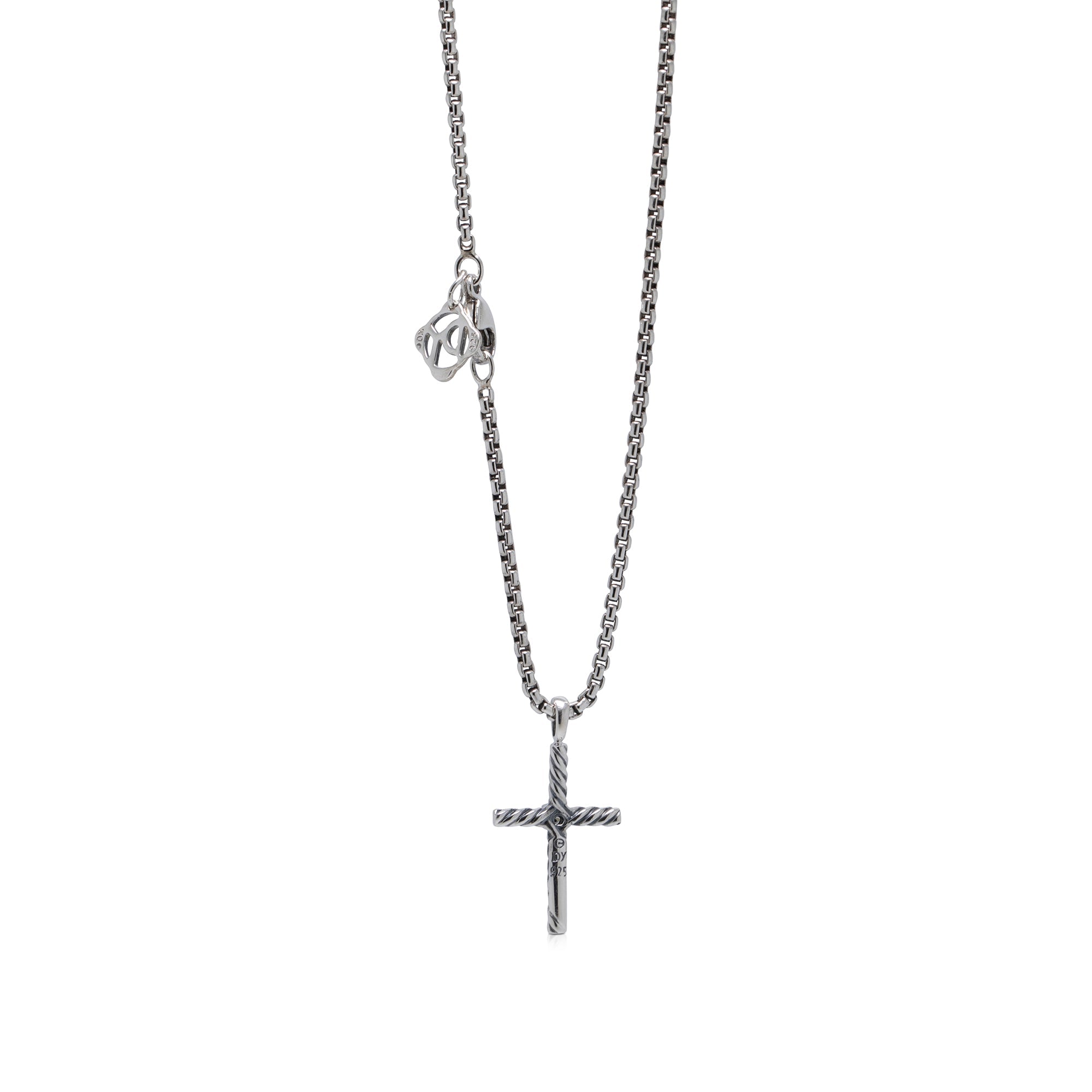 David Yurman Cable Classic Cross Pendant Necklace with Center Diamond