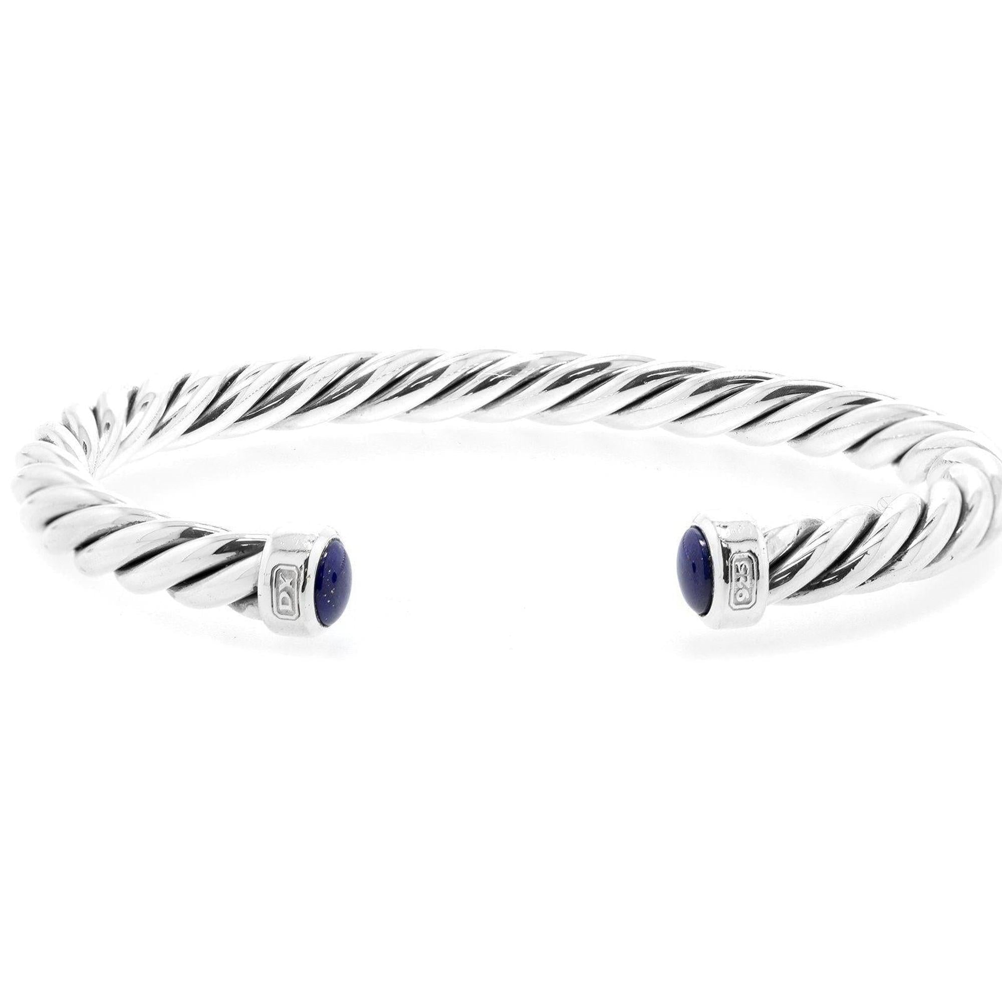 David Yurman Cable Classic Cuff Bracelet with Lapis Lazuli