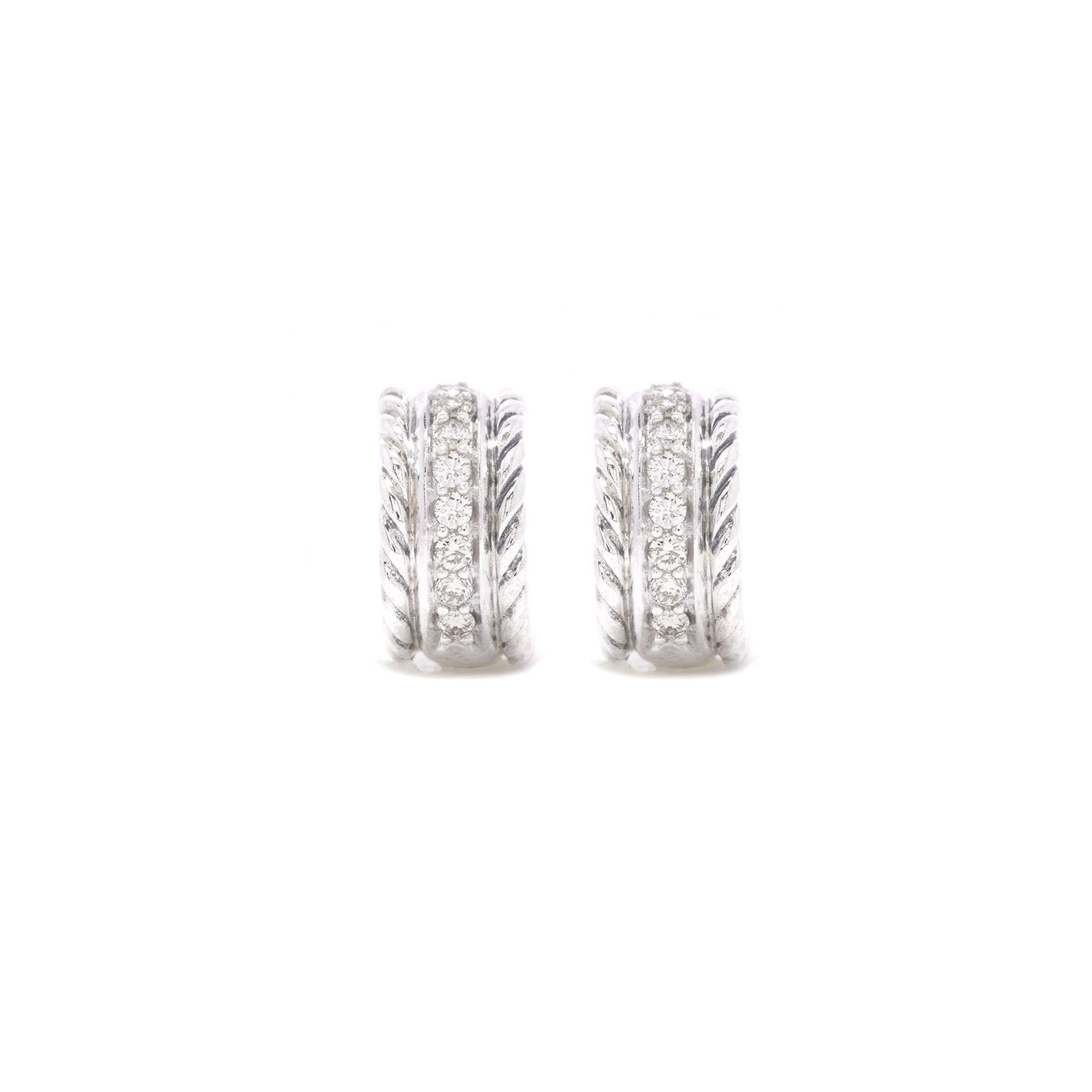 David Yurman Cable Classic Diamond Hoop Earrings