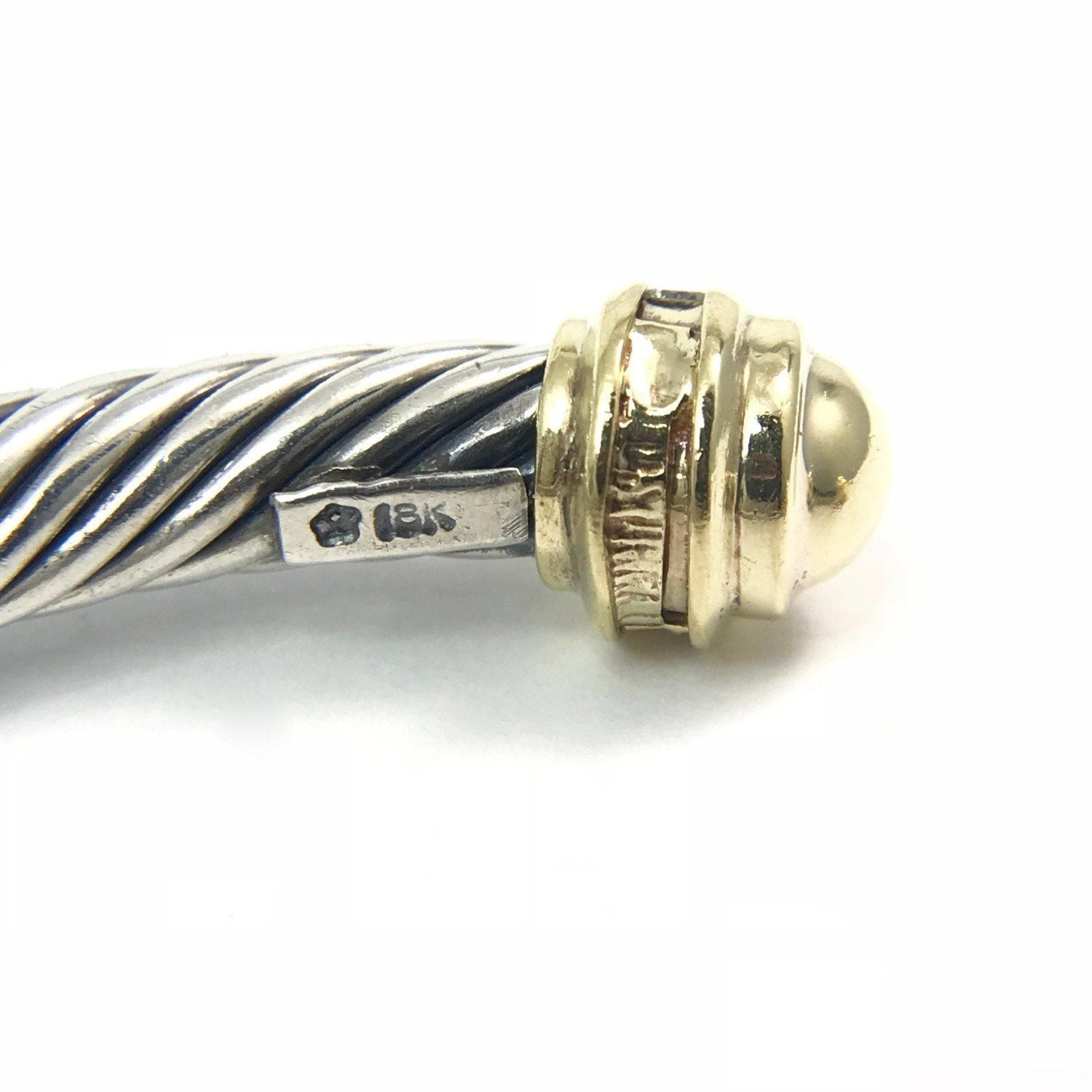 David Yurman Cable Classics Bangle Bracelet in Sterling Silver and 18 Karat Yellow Gold