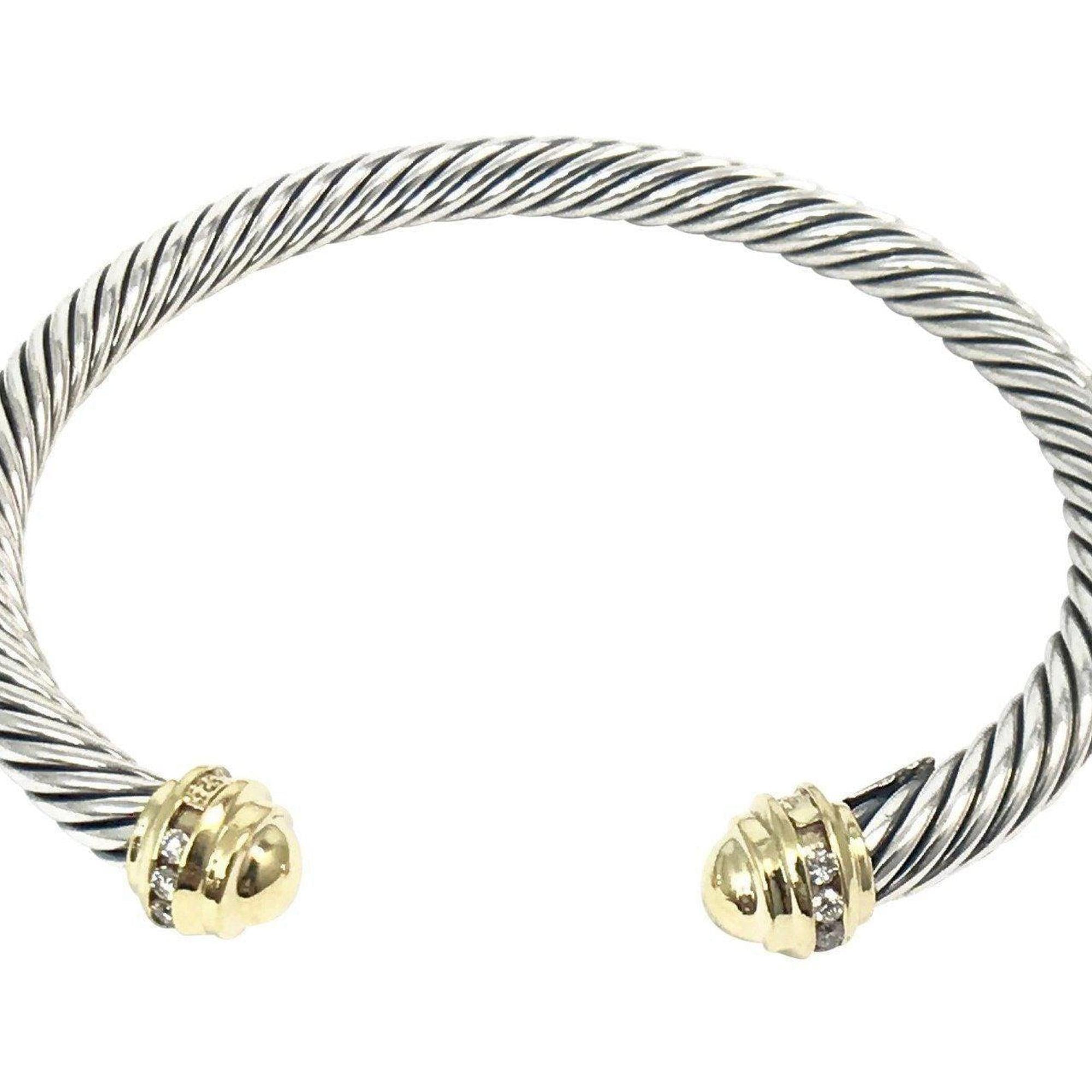 David Yurman Cable Classics Bangle Bracelet in Sterling Silver and 18 Karat Yellow Gold